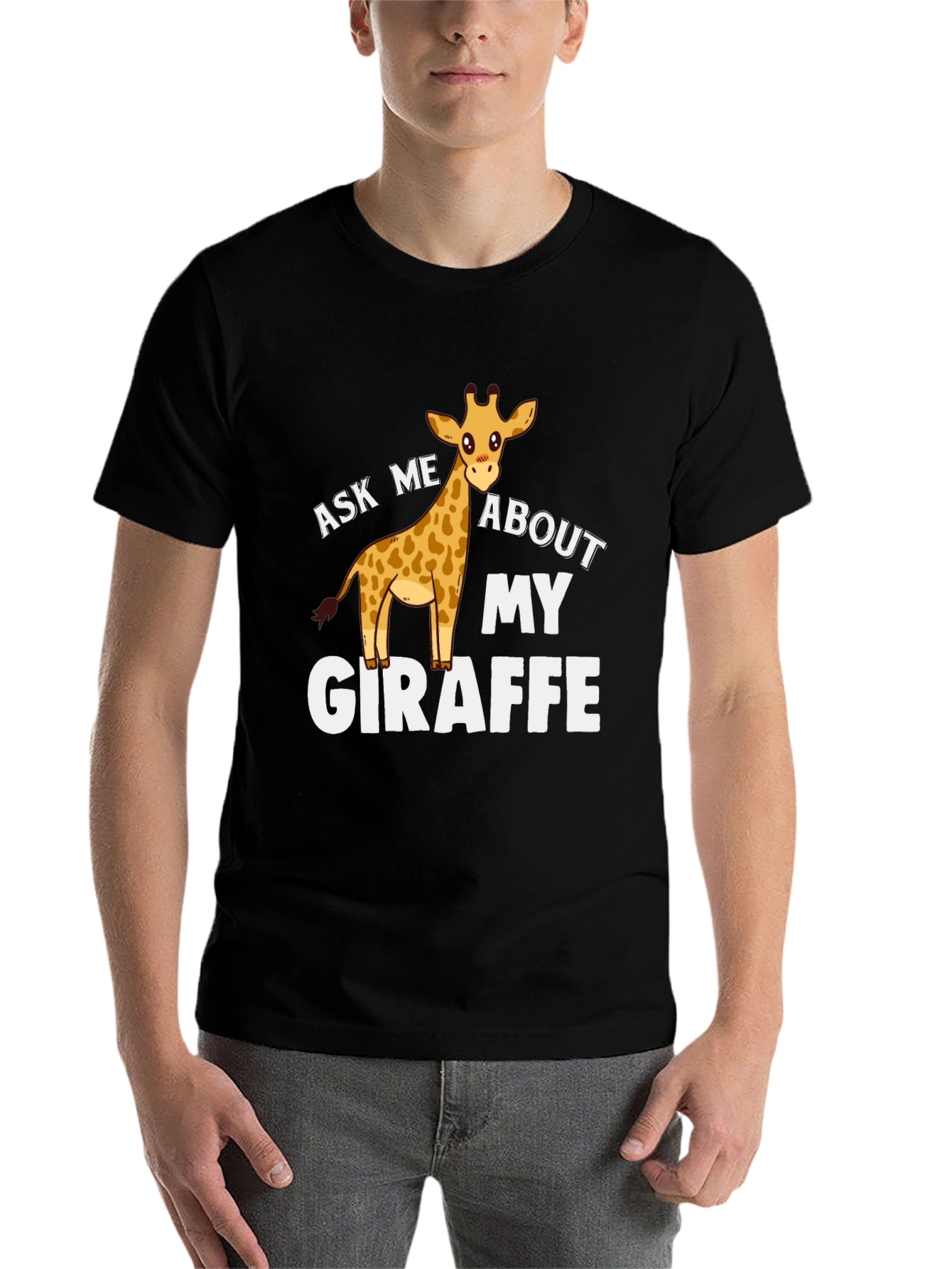 Black Ask Me About My Giraffe Graphic Tee view 7