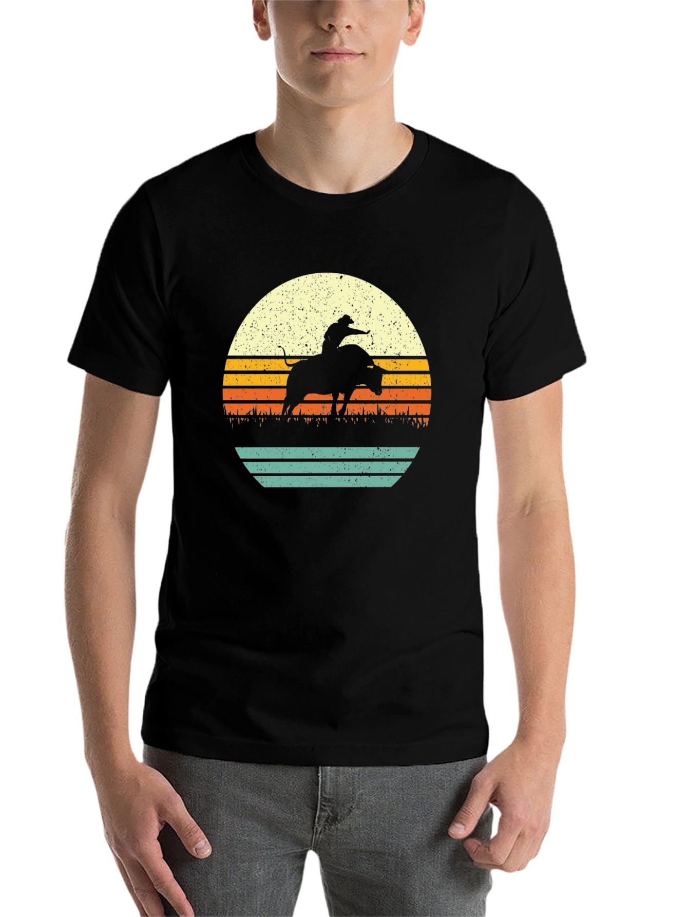 Black Retro Rodeo Sunset Graphic T-Shirt view 7
