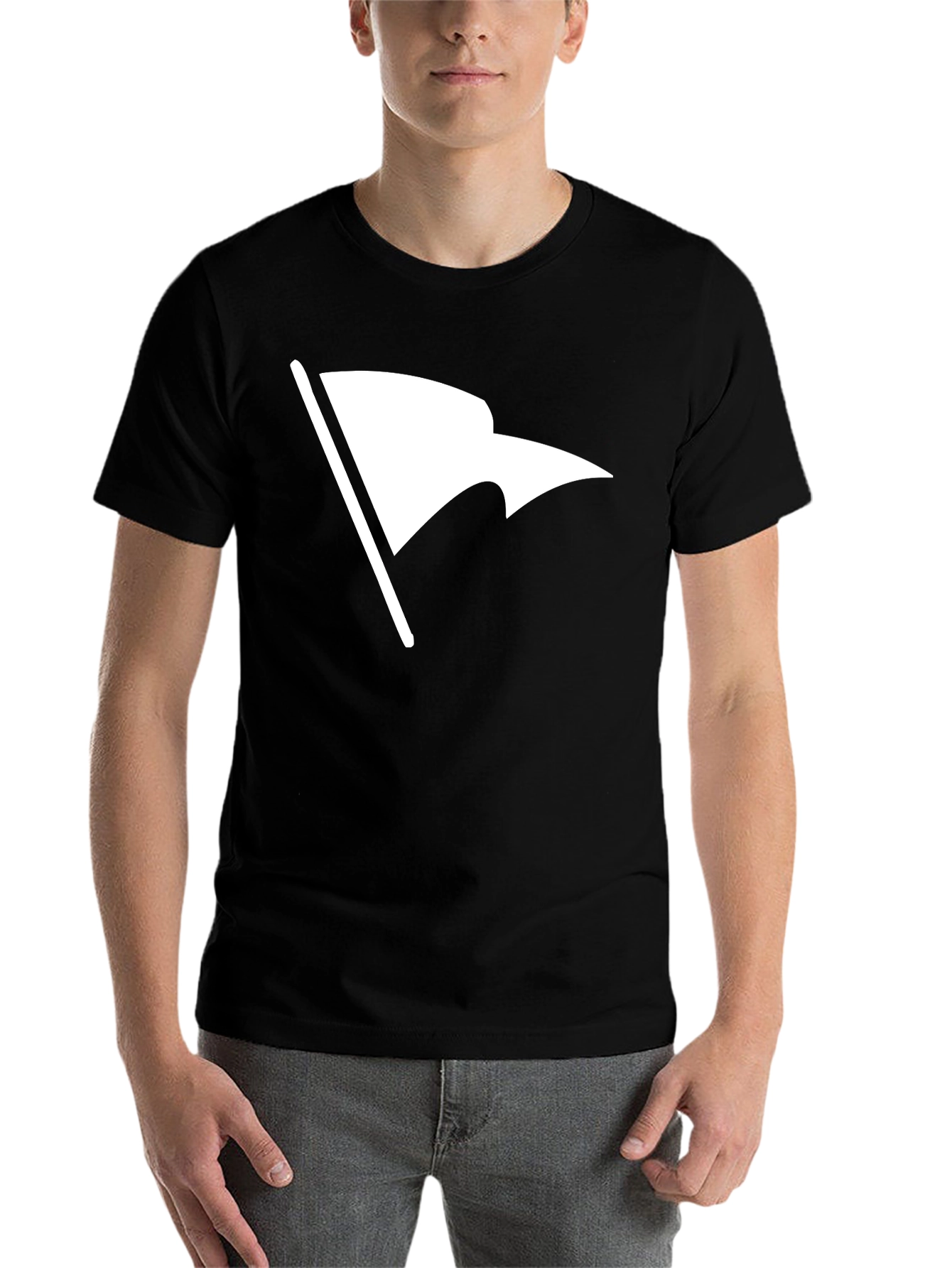Black White Flag Graphic Black T-Shirt view 7