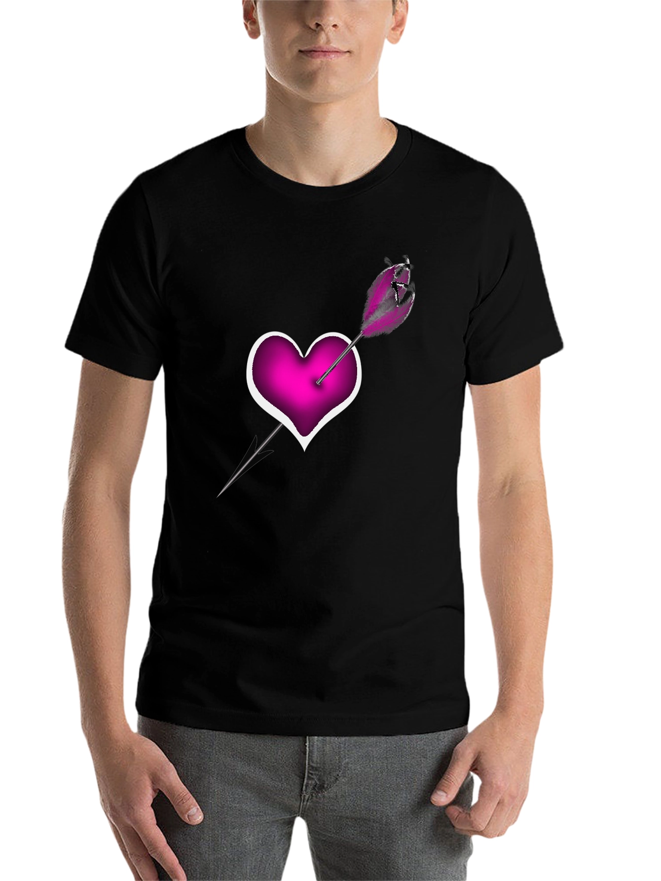 Black Heart Arrow T-Shirt - Modern Graphic Tee view 7