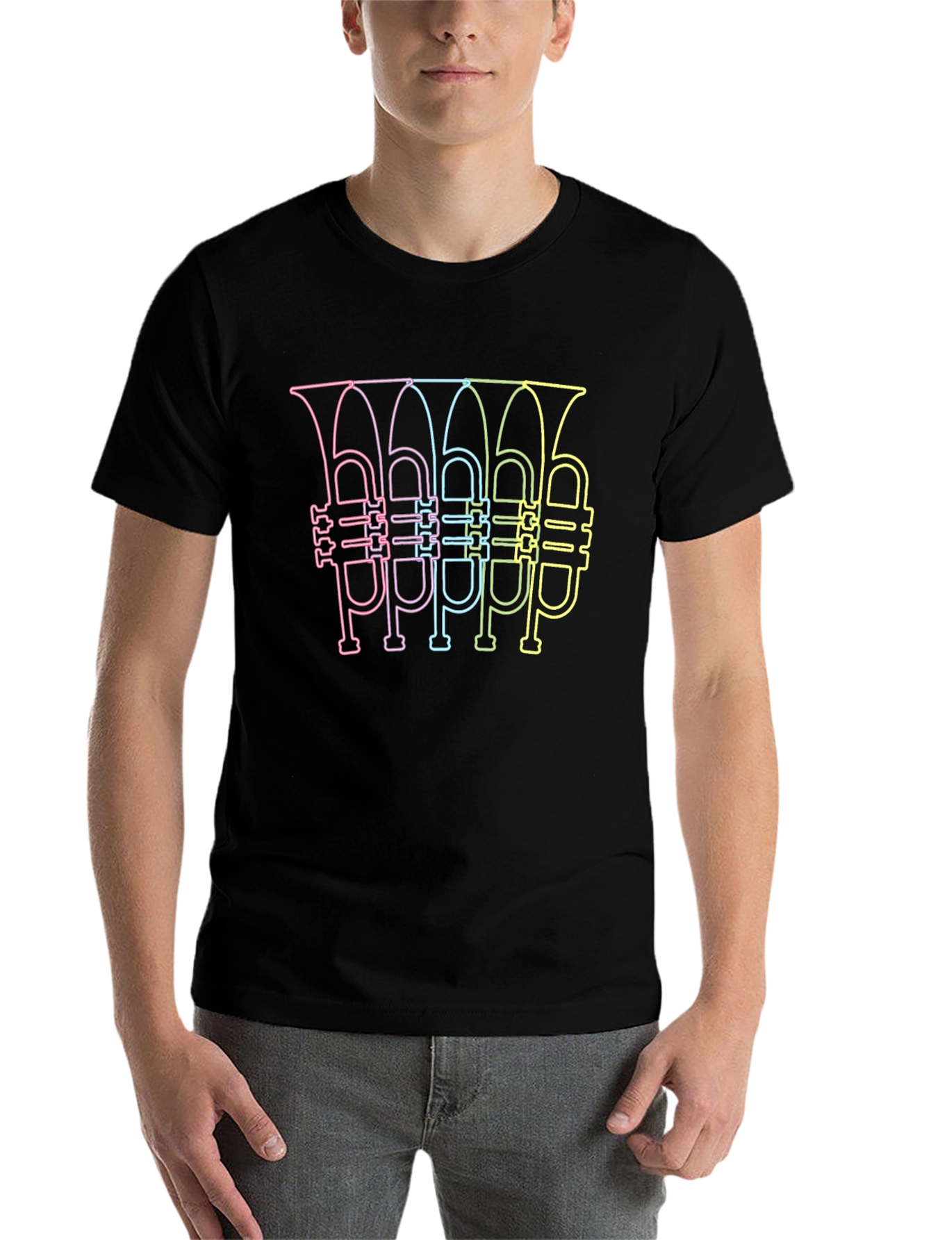 Neon Tuba Line Art Graphic T-Shirt - 7
