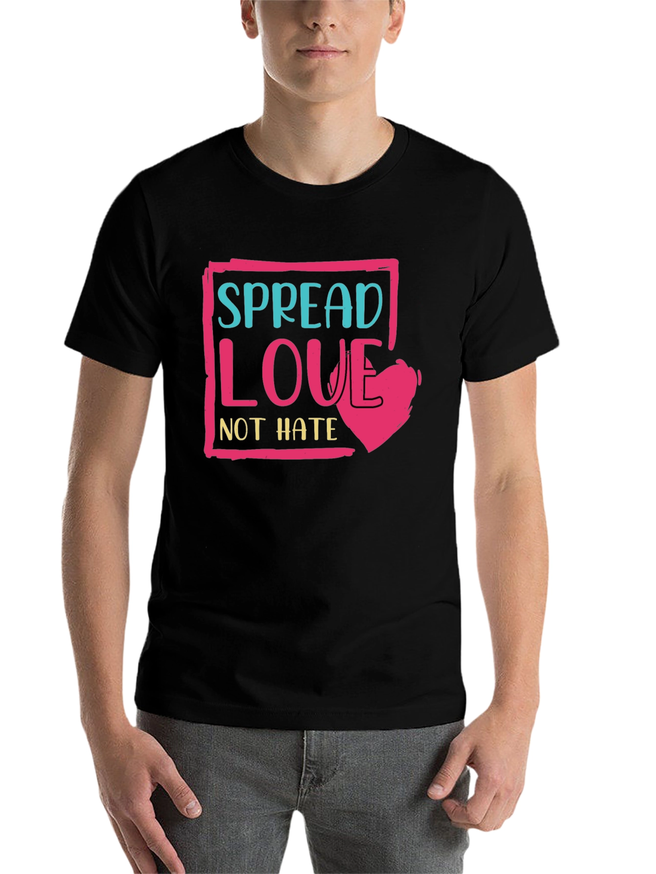 Black Spread Love Not Hate T-Shirt - Positive Message Tee view 7