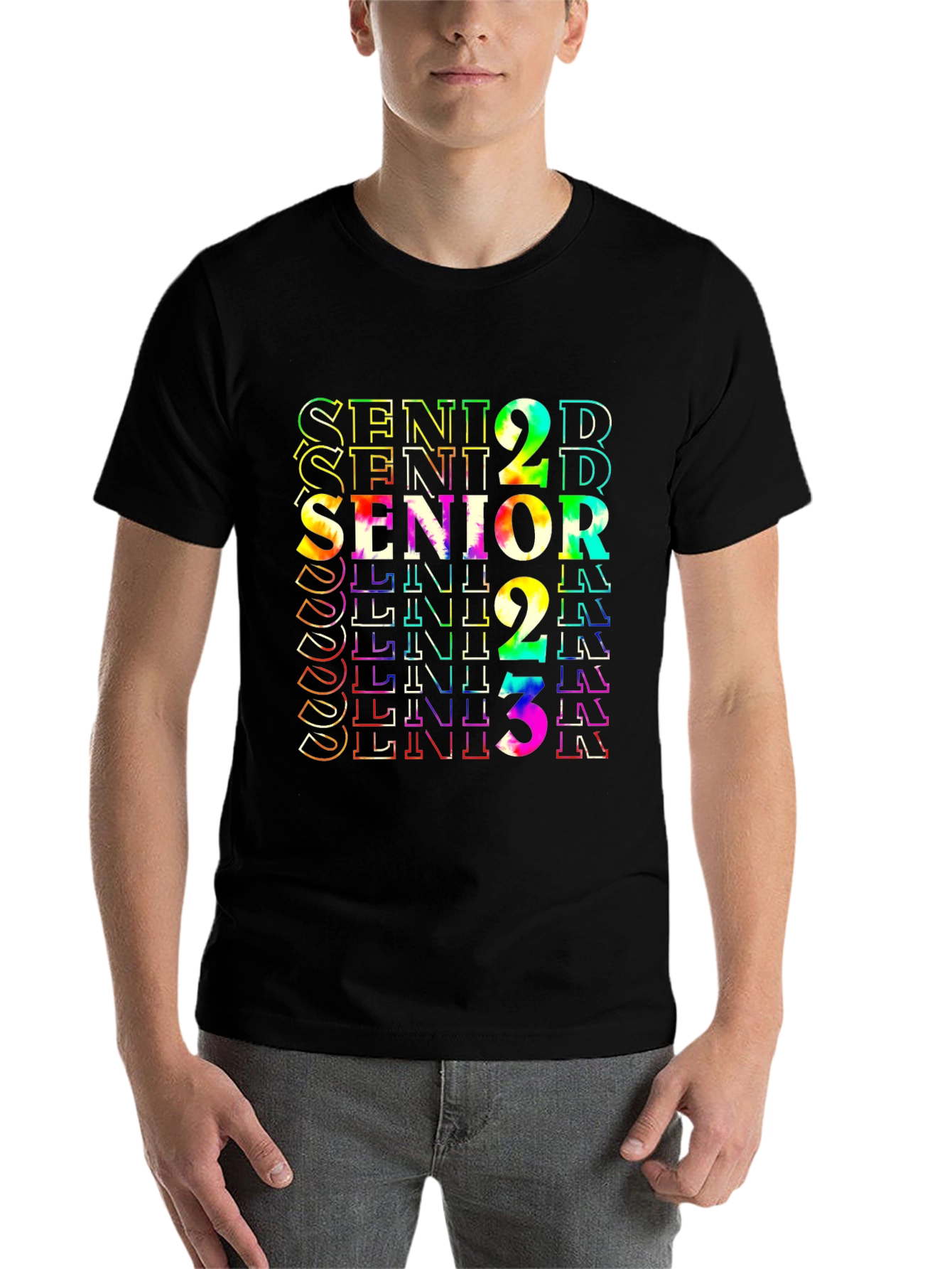 Black Senior 2023 Tie Dye Graphic Tee - Stylish Graduation Shirt view 7