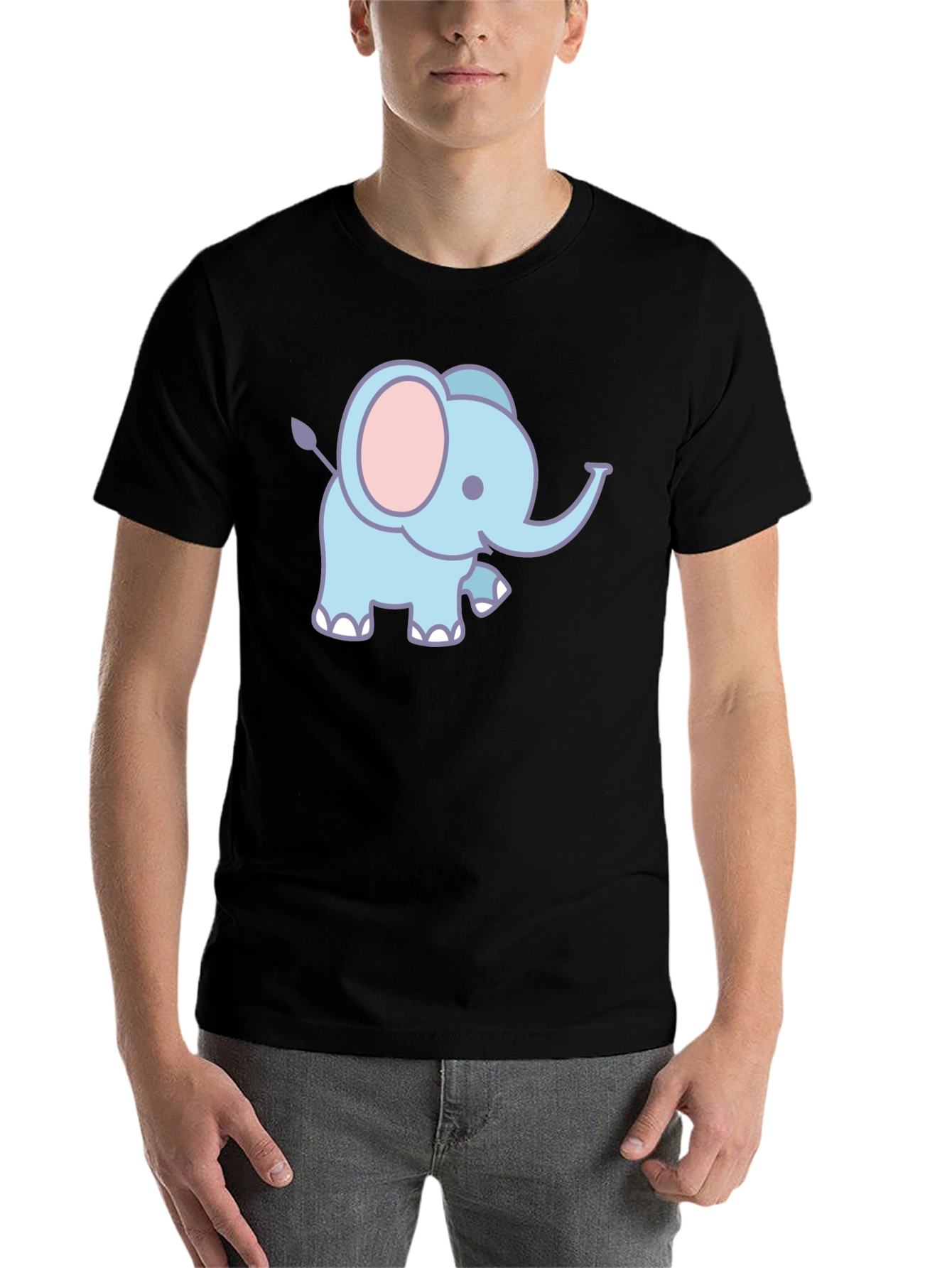 Black Cute Elephant Graphic T-Shirt - Black view 7