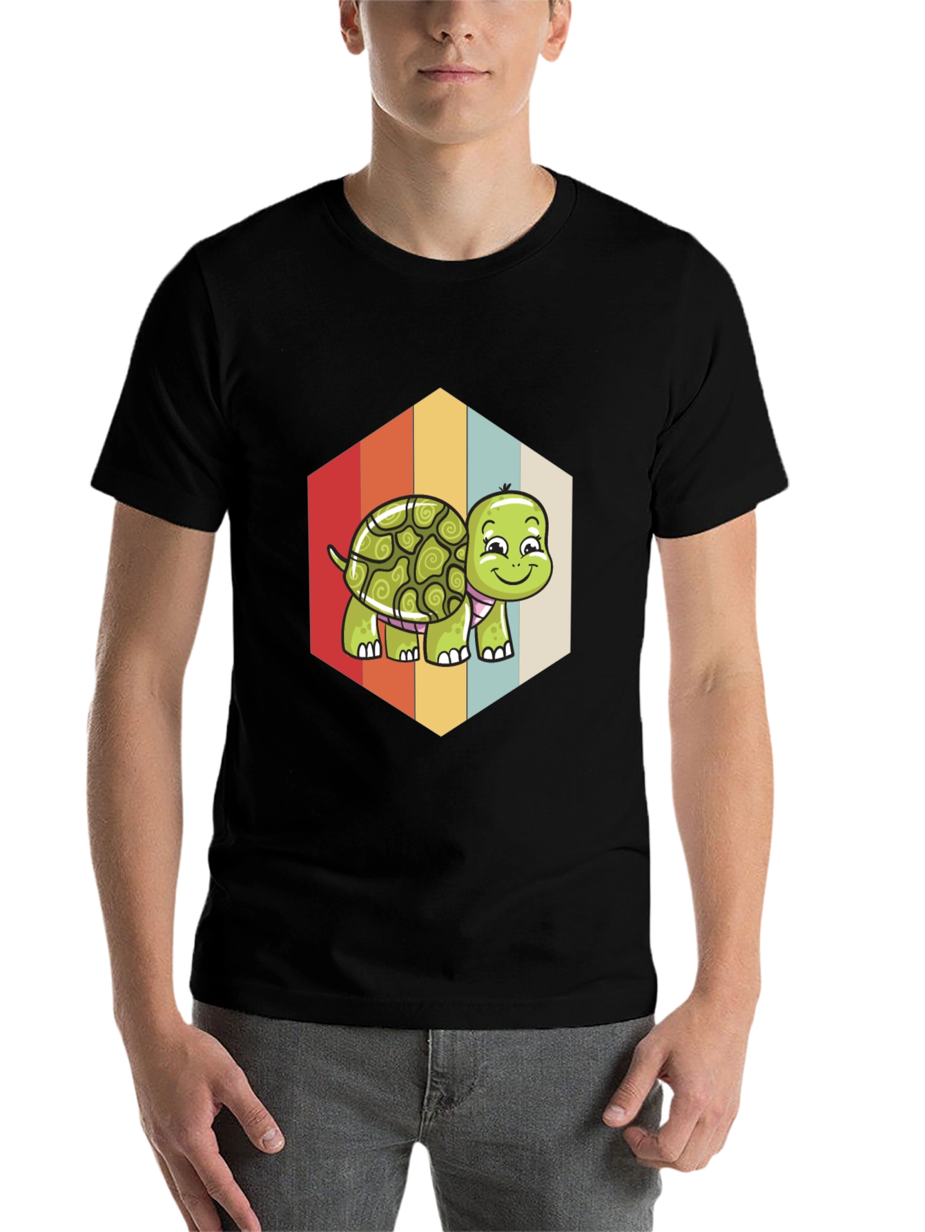 Black Retro Turtle T-Shirt - Cute Graphic Tee view 7