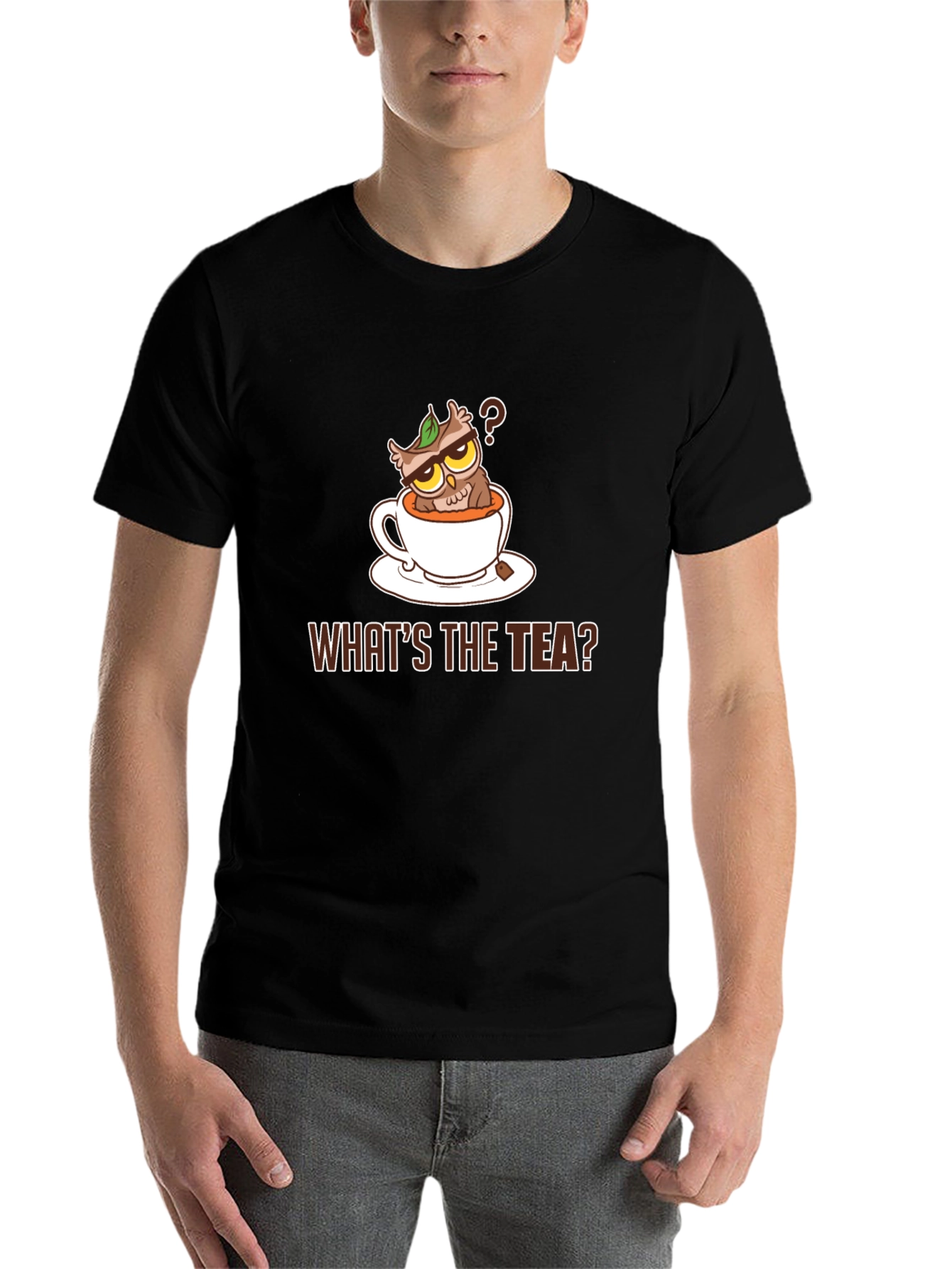 Black What's The Tea Owl Graphic Tee view 7