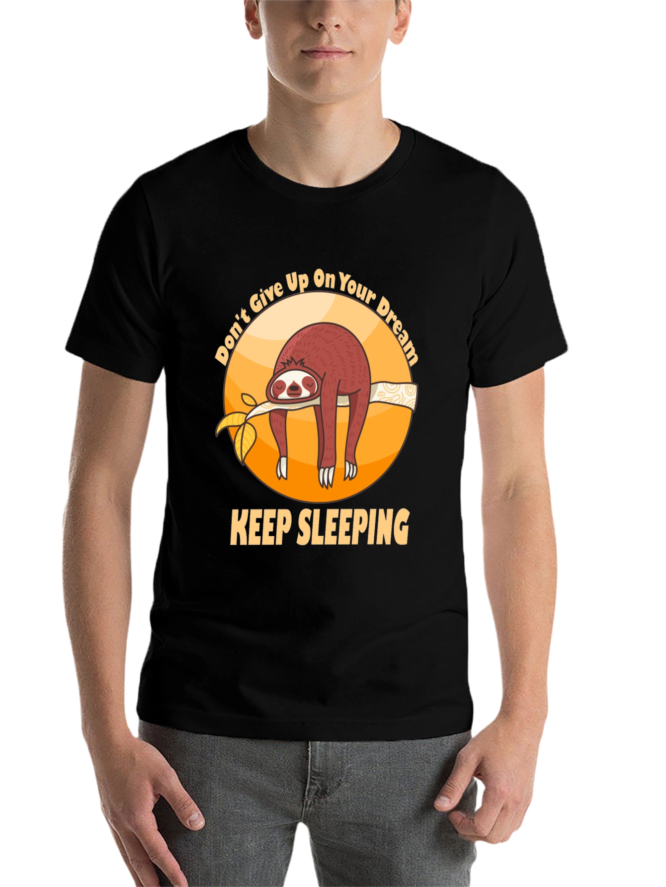 Black Don't Give Up On Your Dream Sloth T-shirt view 7