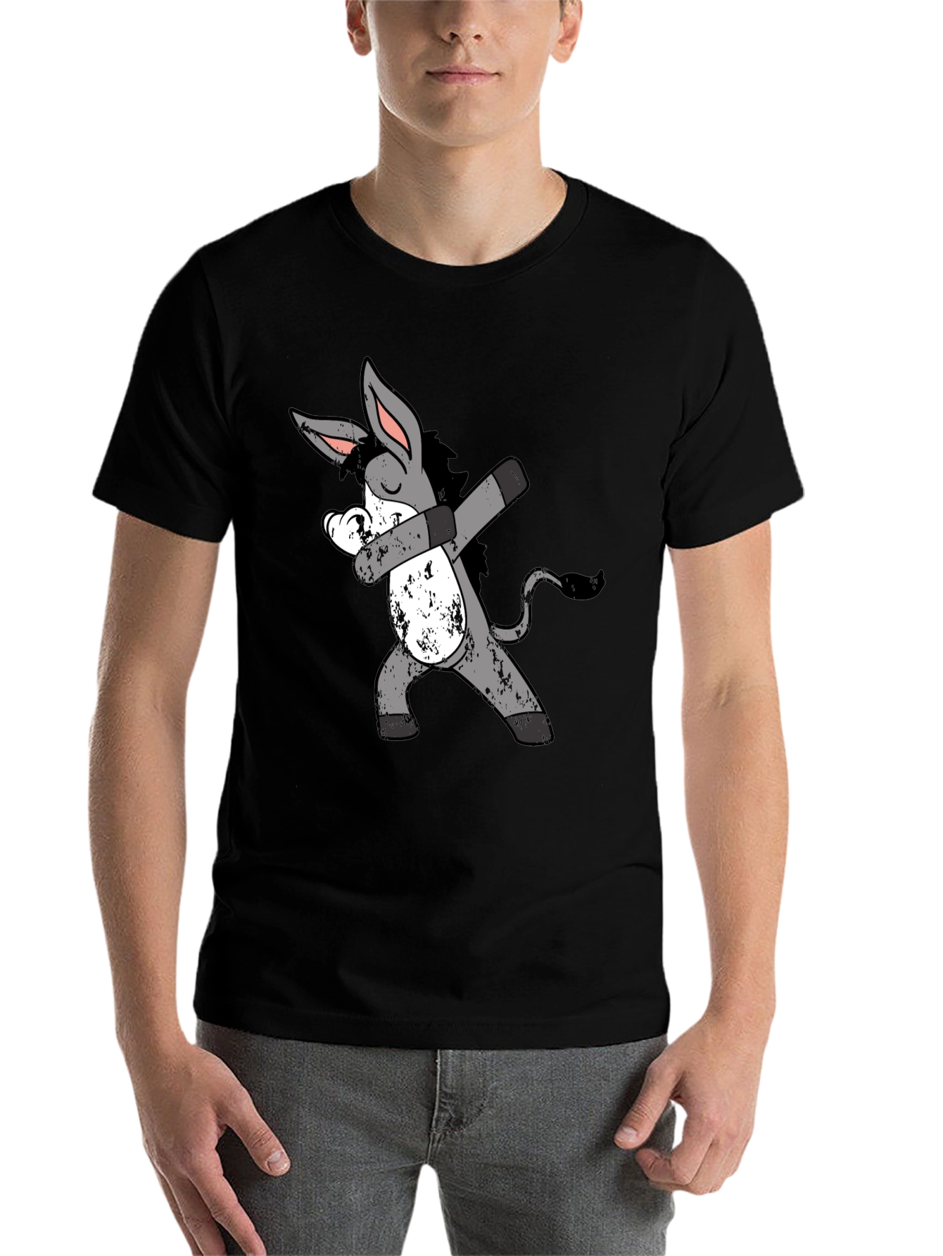 Black Dabbing Donkey Graphic Tee - Unique & Funny view 7
