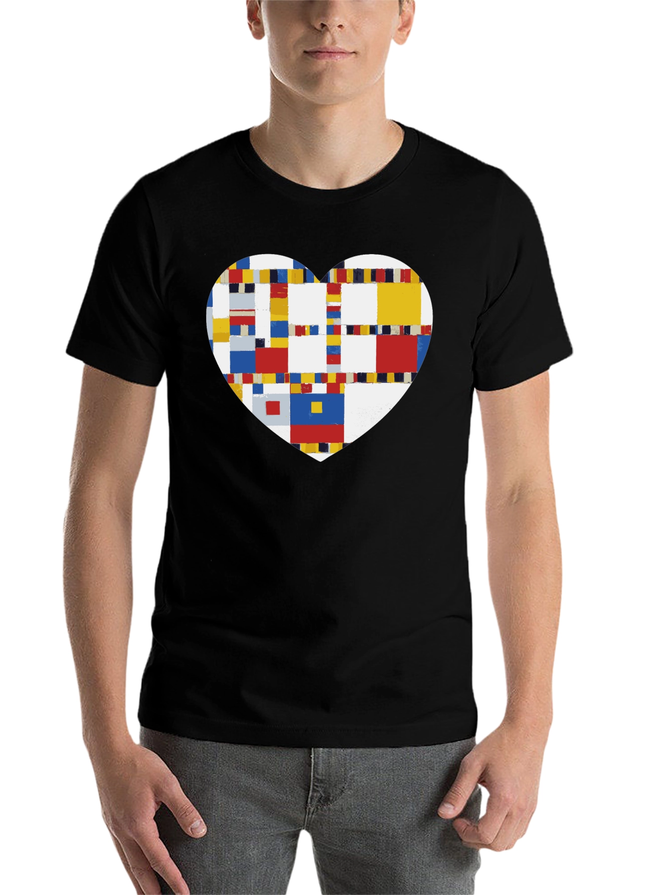 Black Mondrian Heart Graphic Tee - Black view 7