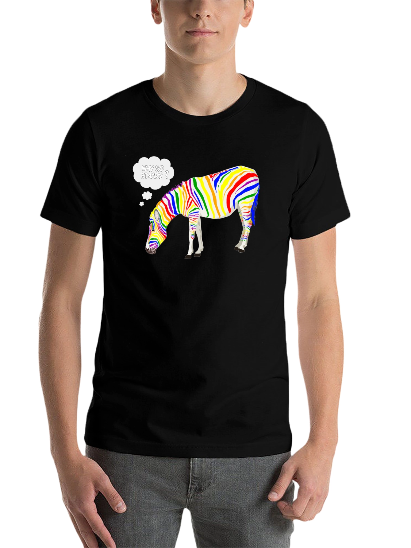 Black Why So Binary Zebra T-Shirt - Rainbow Pride Tee view 7