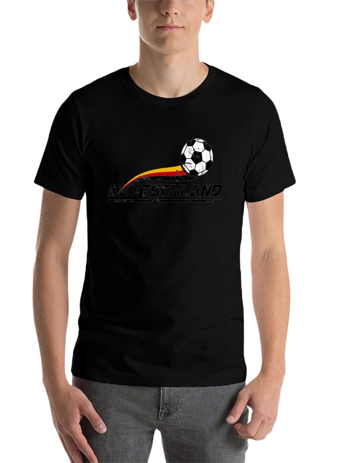 Black Deutschland Soccer Ball T-Shirt - German Pride view 7