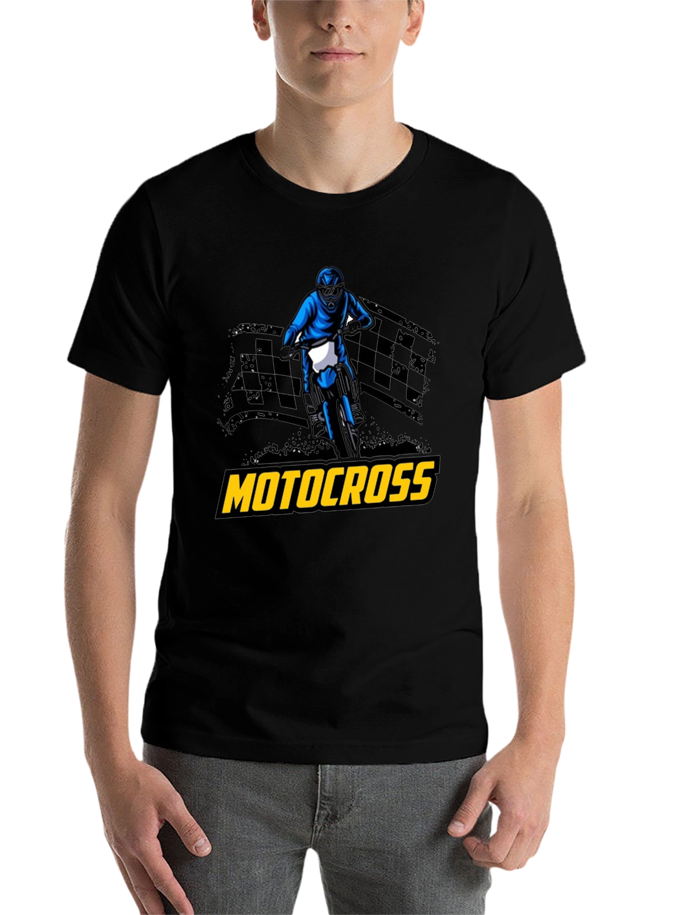 Black Motocross Rider Graphic T-Shirt - Black view 7