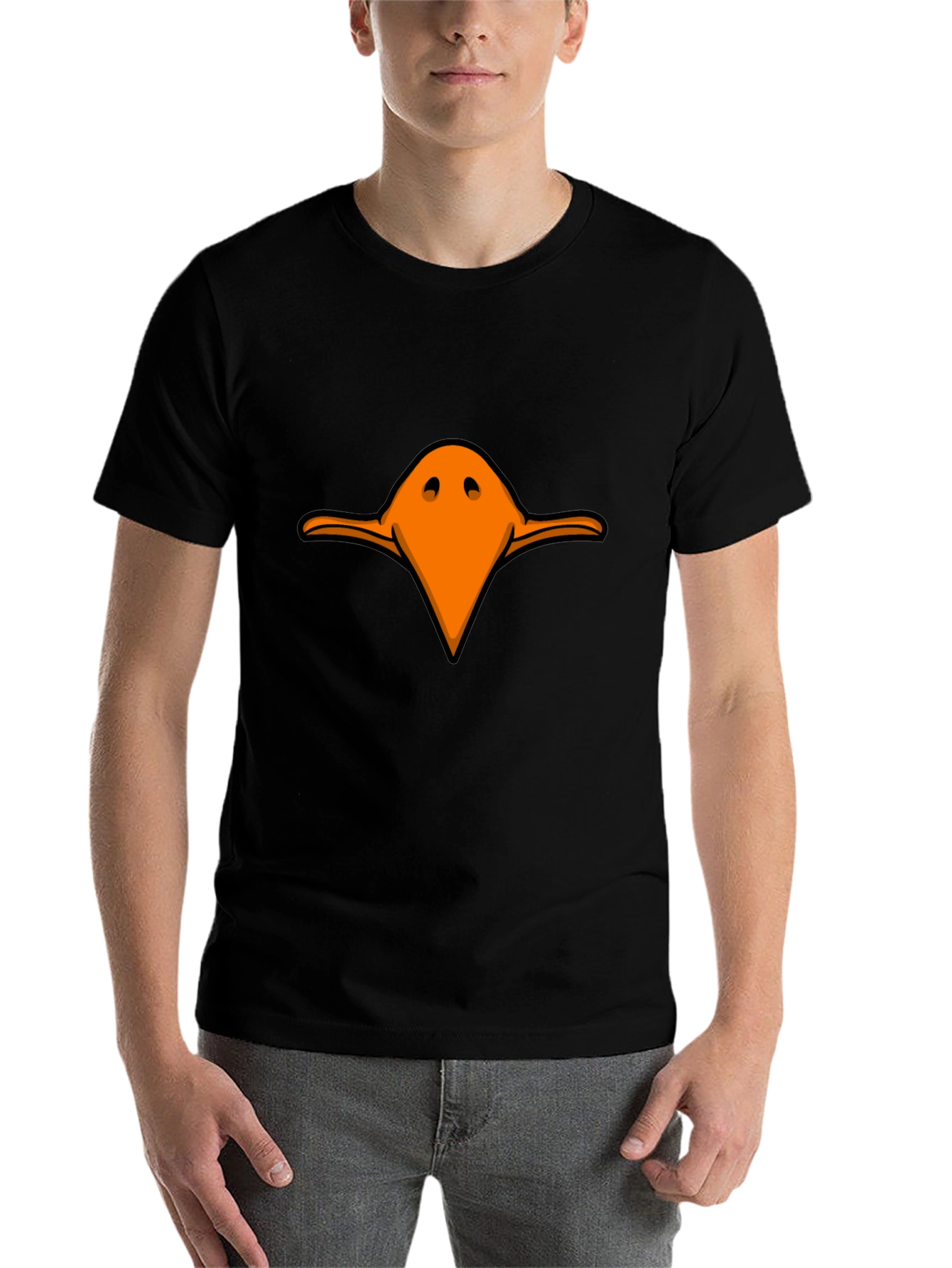 Black Cartoon Bird Beak Graphic T-Shirt view 7