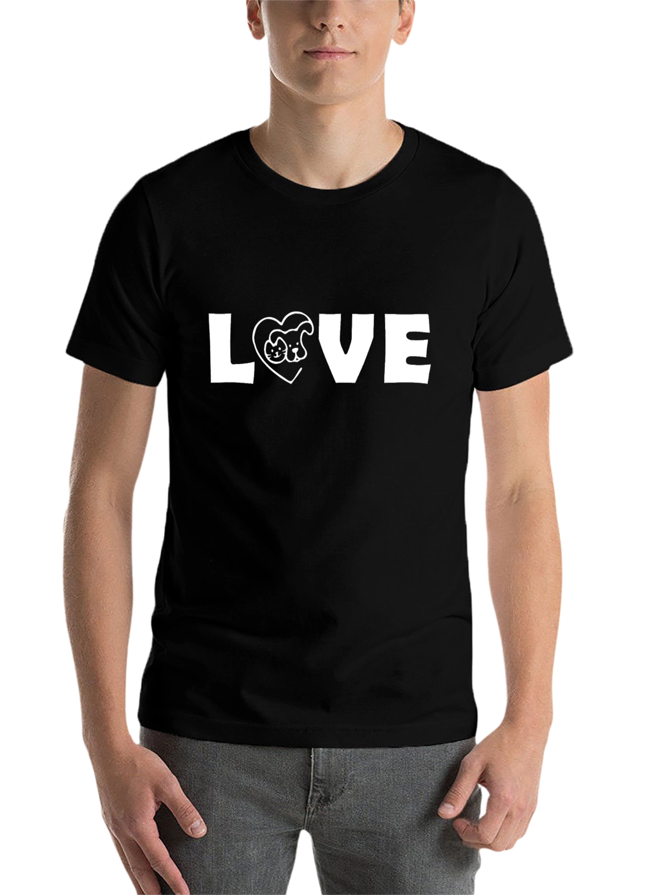 Black Love Dog and Cat T-Shirt view 7