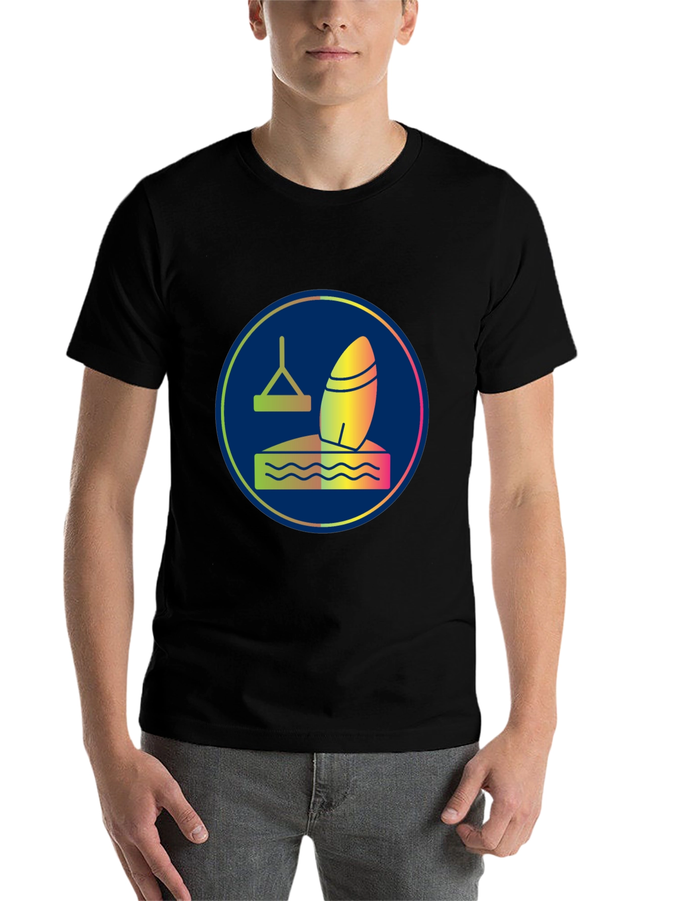 Black Surfboard T-Shirt - Water Sports Tee view 7