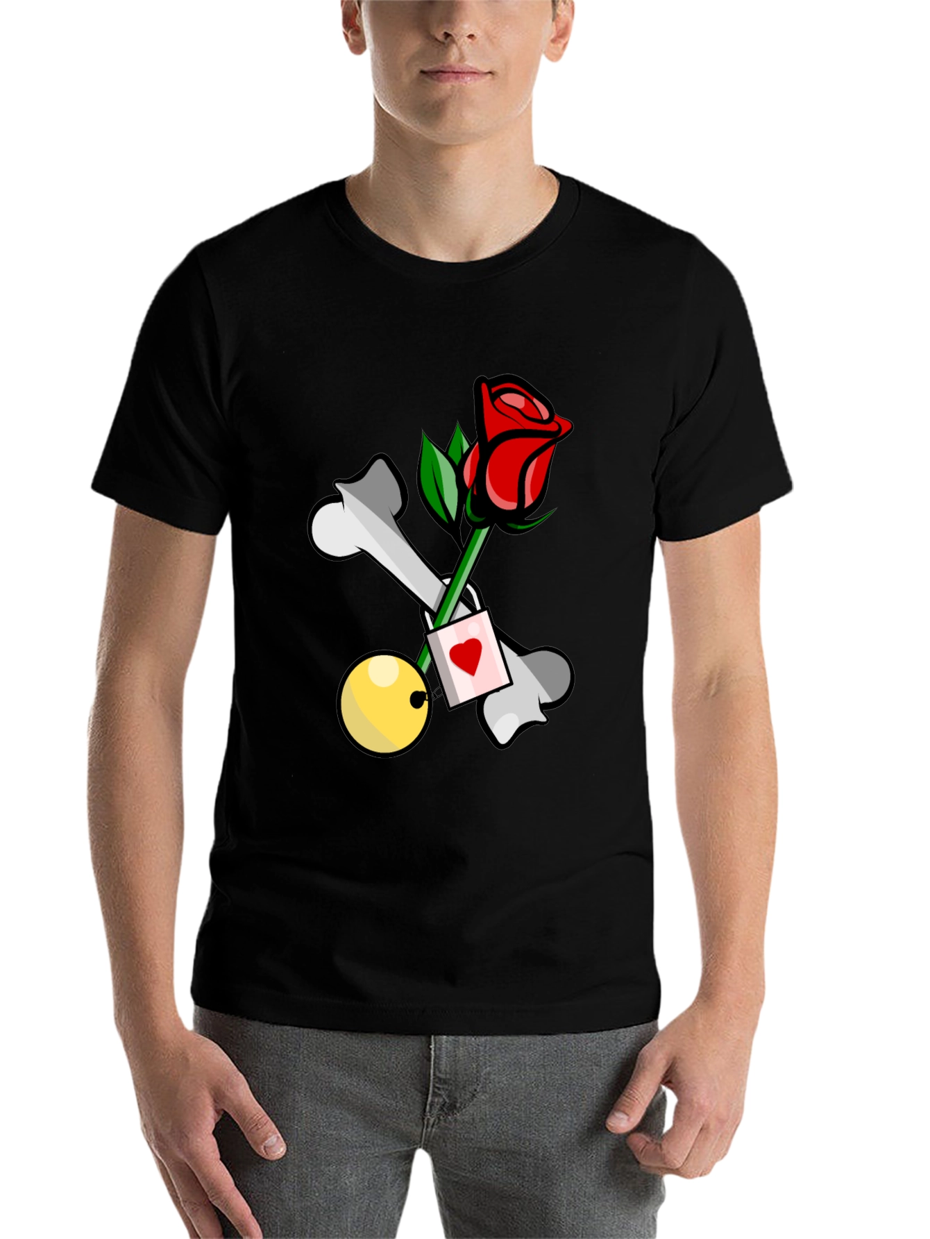 Black Rose & Bones Graphic Tee - Edgy Style view 7