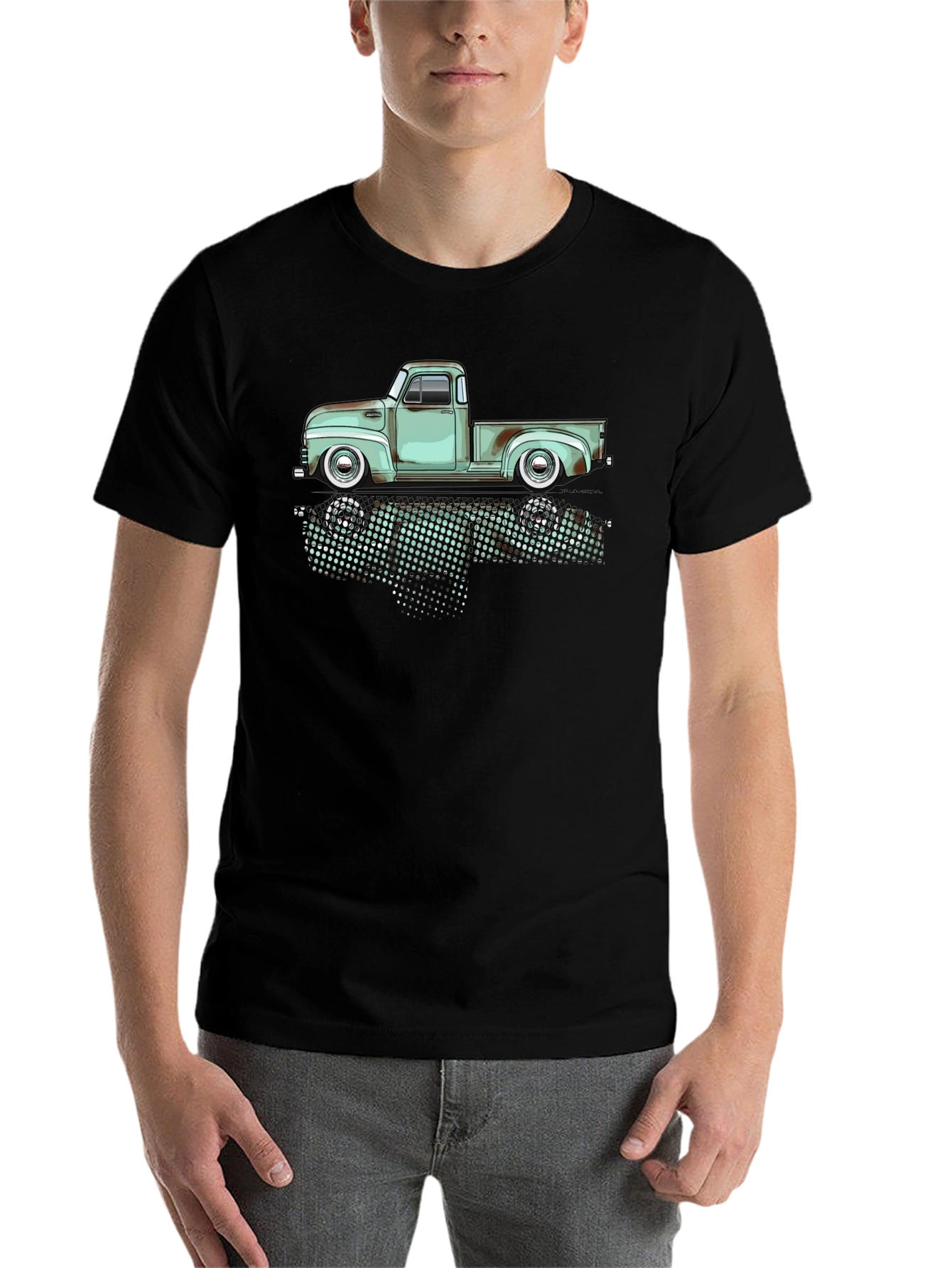 Black Vintage Truck Graphic Tee - Classic Style view 7