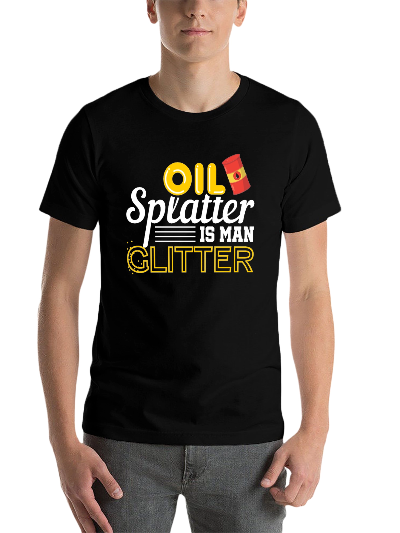 Black Oil Splatter is Man Glitter Graphic T-Shirt view 7