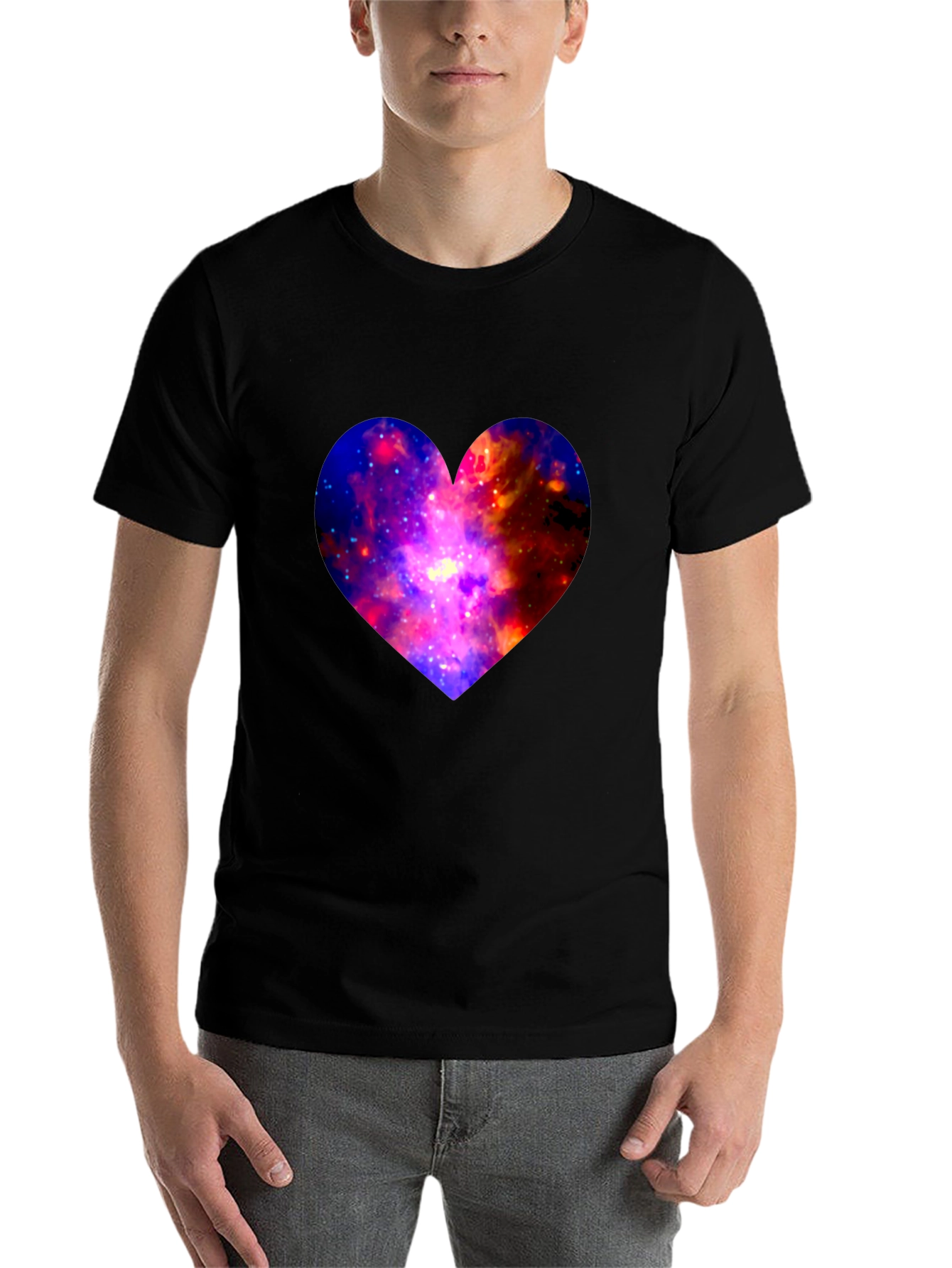 Black Galaxy Heart Graphic Tee - Modern Black T-Shirt view 7