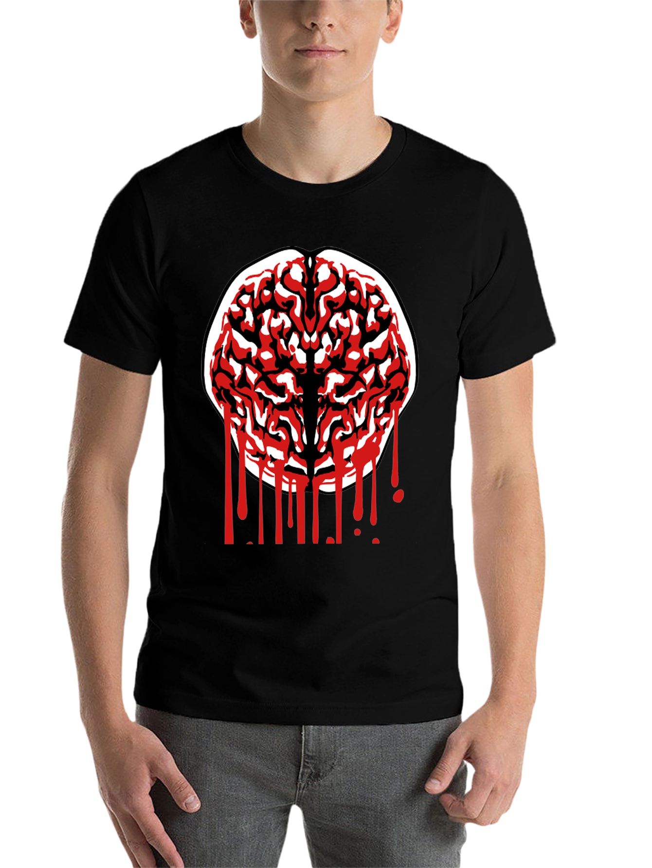 Black Brain Graphic Tee - Black Cotton Blend view 7