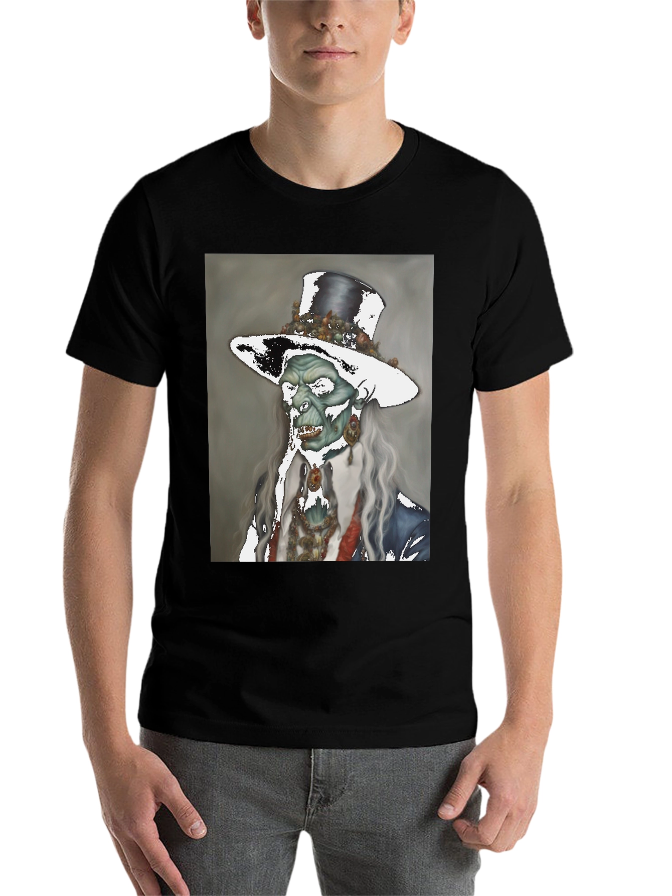Black Zombie Gentleman T-Shirt - Undead Elegance view 7