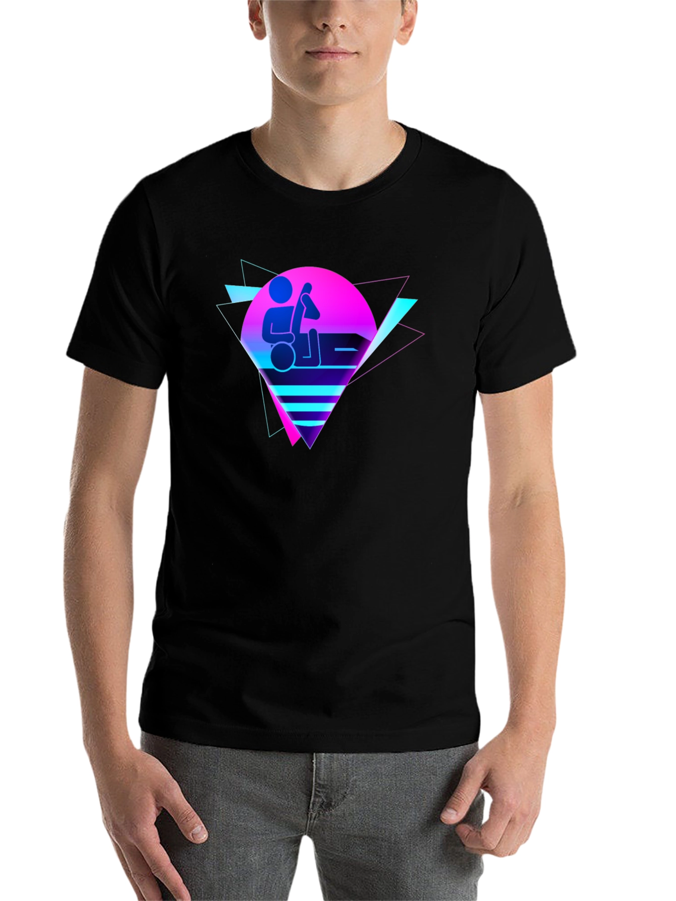Black Retro Synthwave T-Shirt view 7