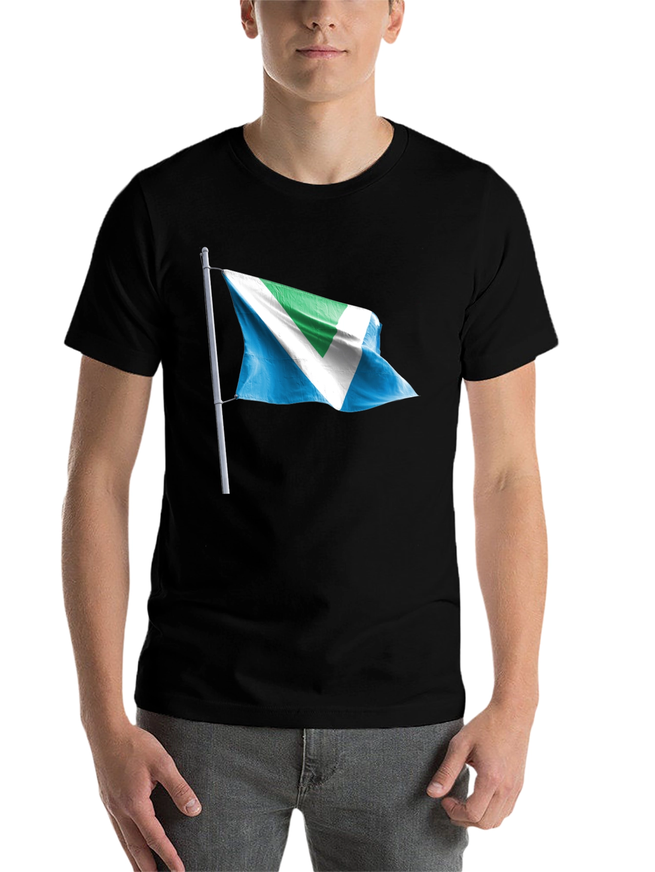 Black Vegan Flag Graphic T-Shirt - Black Crew Neck view 7