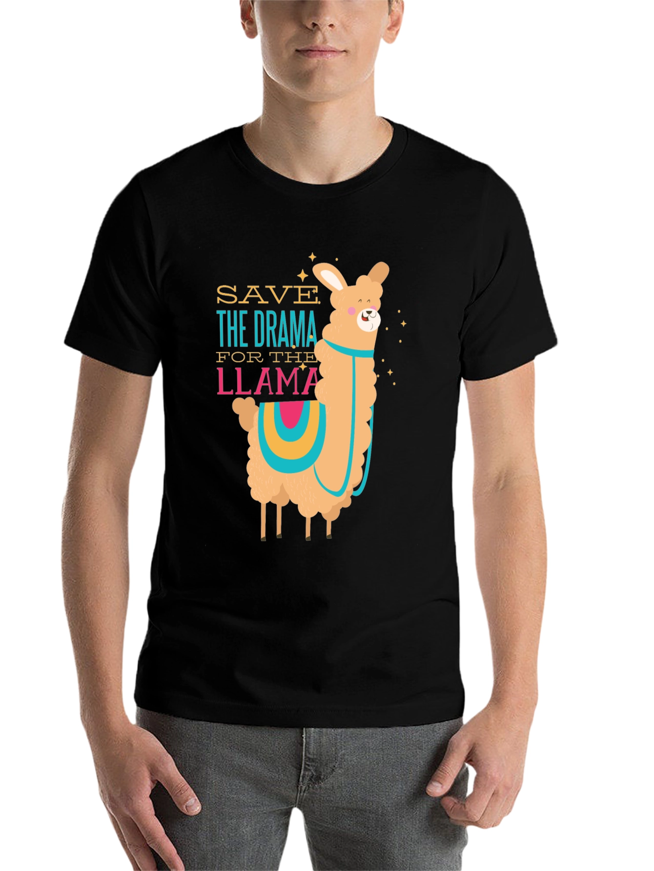 Black Save The Drama For The Llama T-Shirt view 7