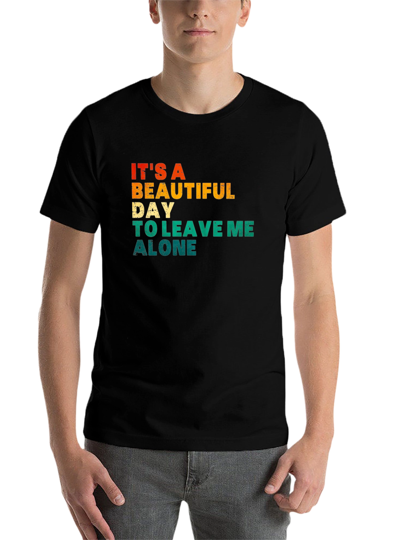 Black It's a Beautiful Day To Leave Me Alone T-Shirt view 7
