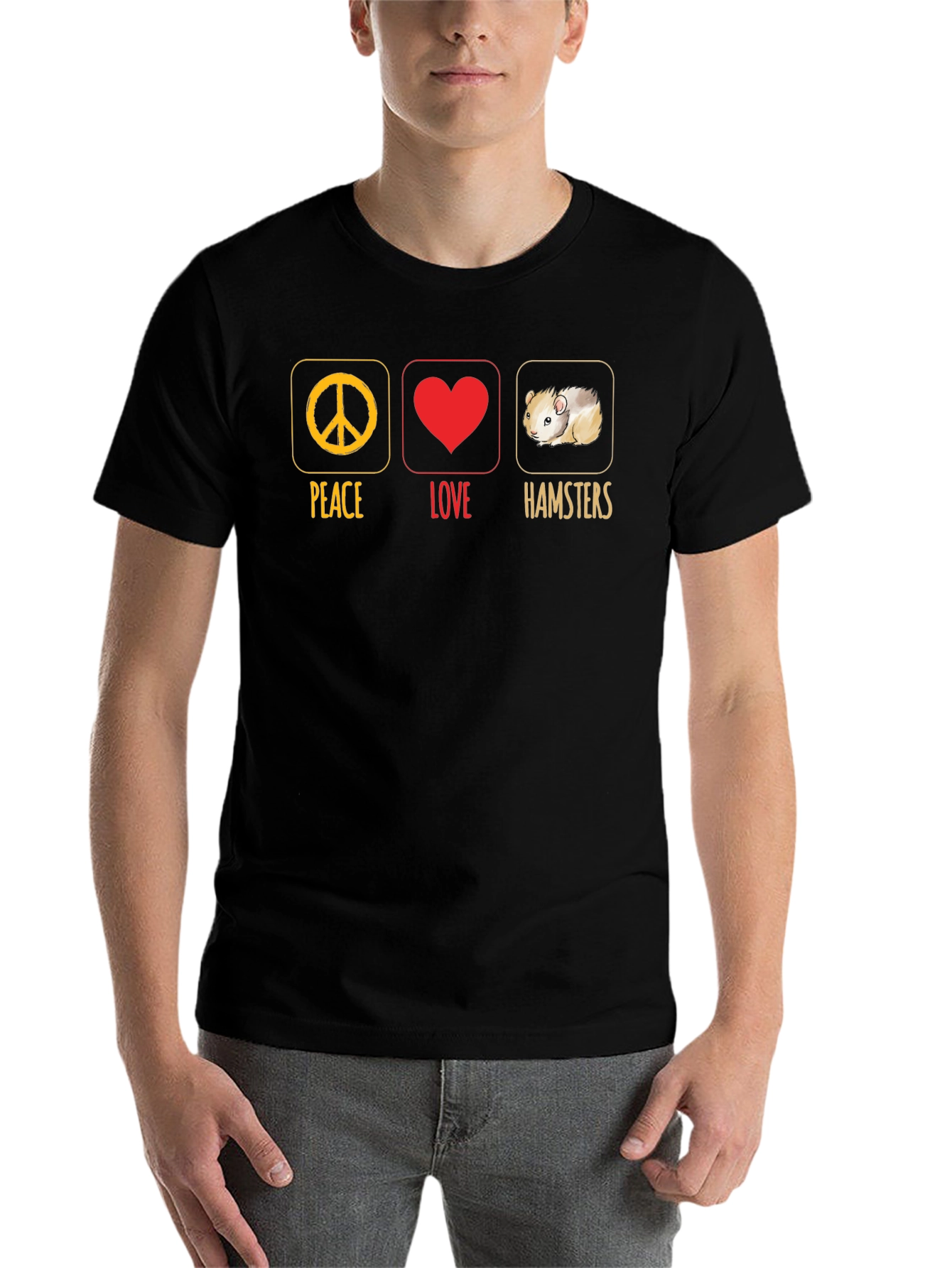 Black Peace Love Hamsters T-Shirt view 7