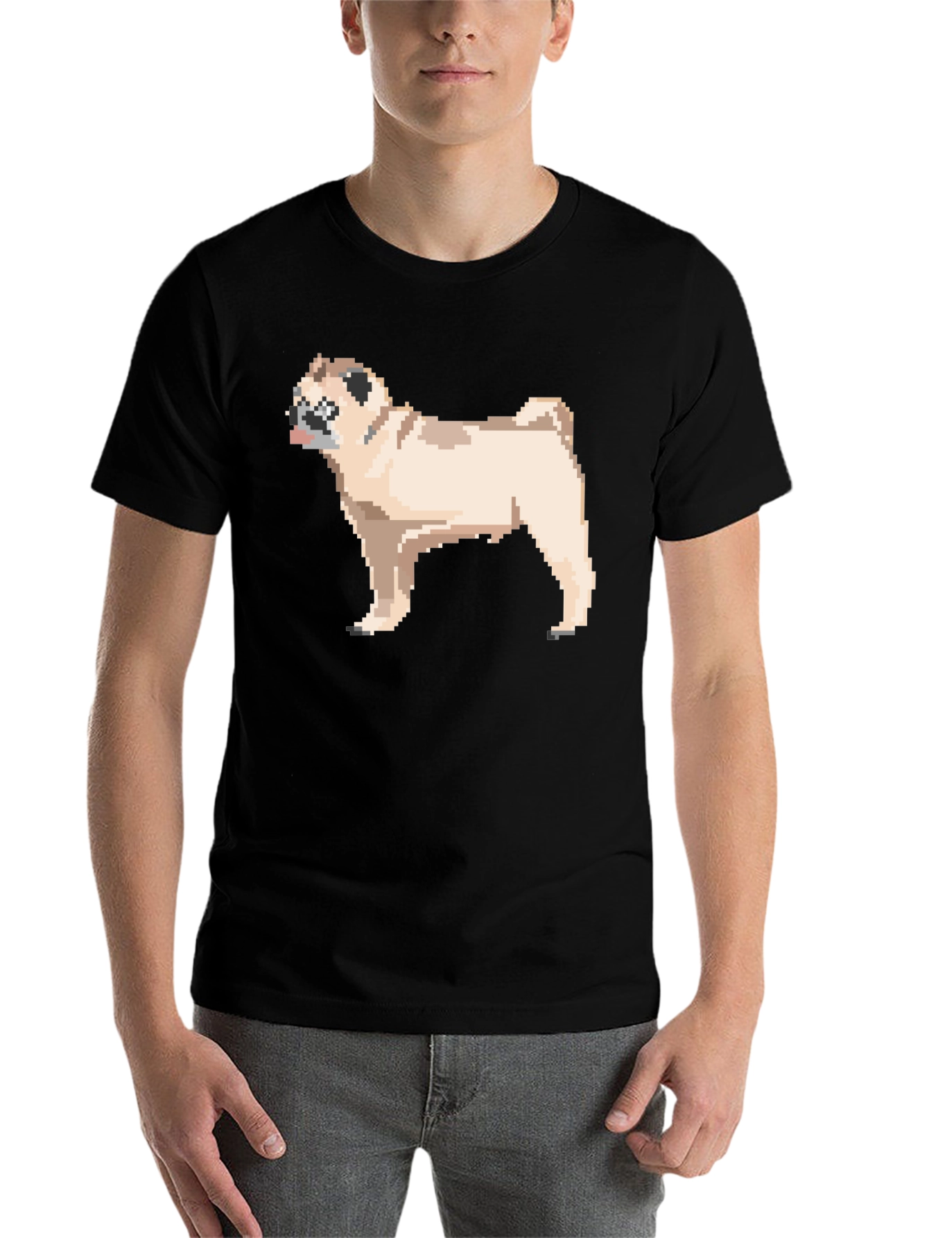 Black Pixel Pug T-Shirt - Retro Dog Lover Tee view 7