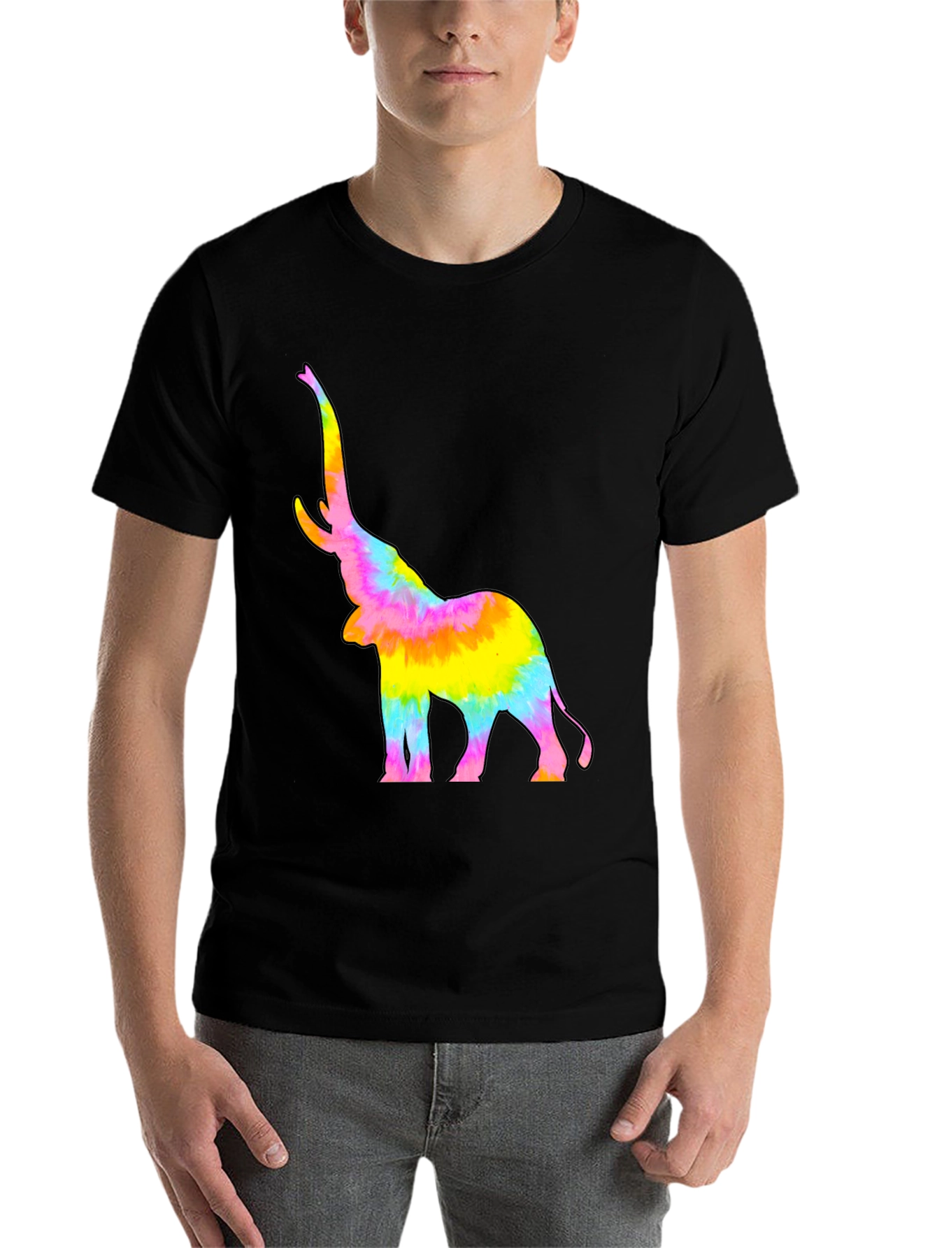 Black Tie-Dye Elephant Graphic Tee view 7