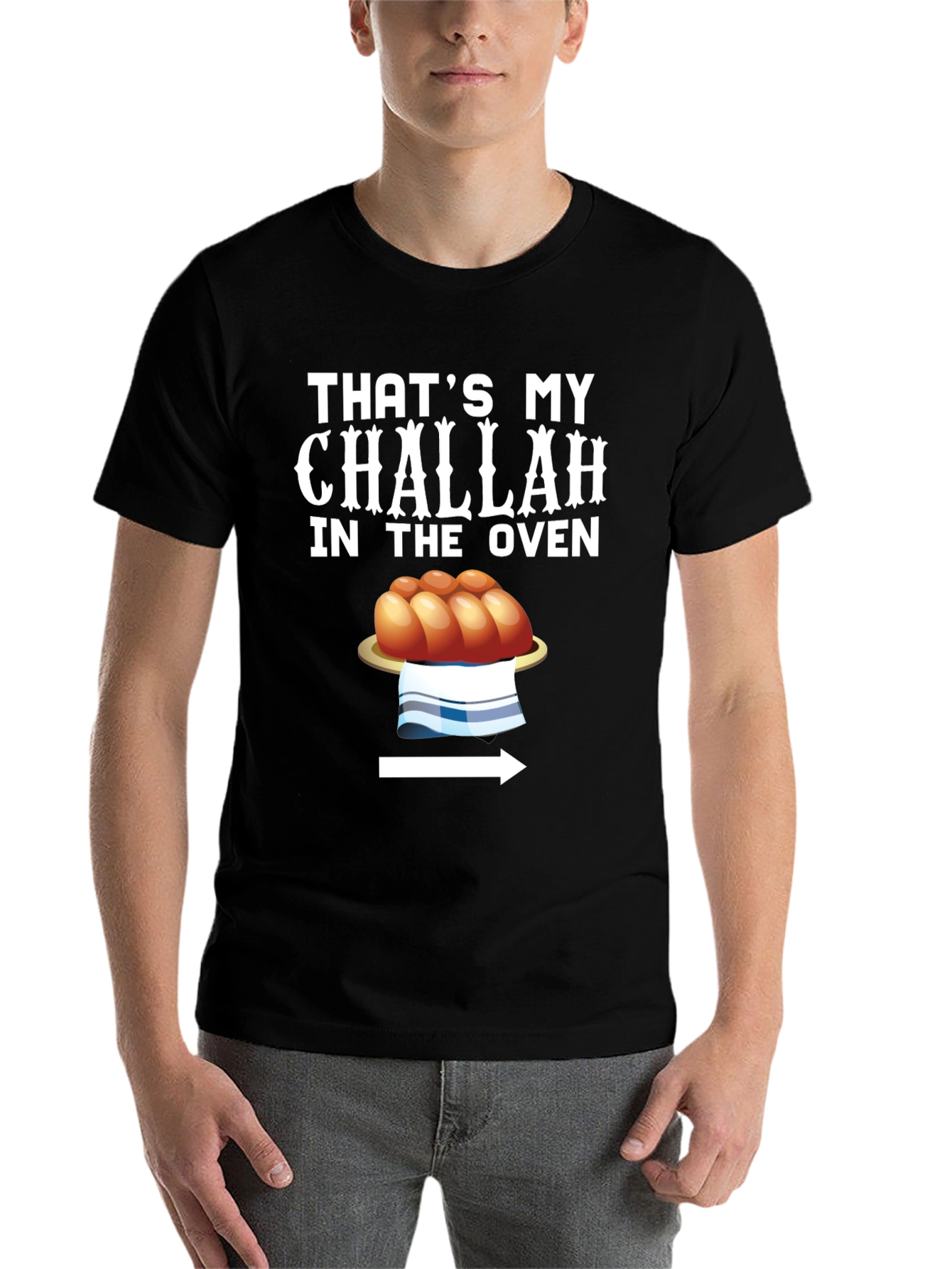 Black That's My Challah in the Oven Funny T-Shirt view 7