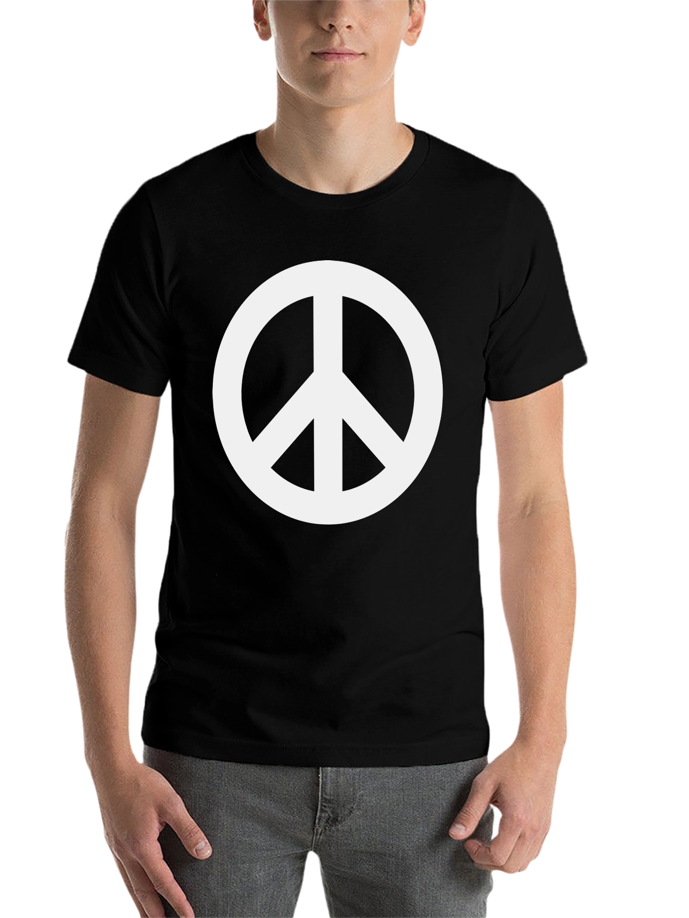 Black Peace Sign Graphic Tee - Classic Unisex Design view 7