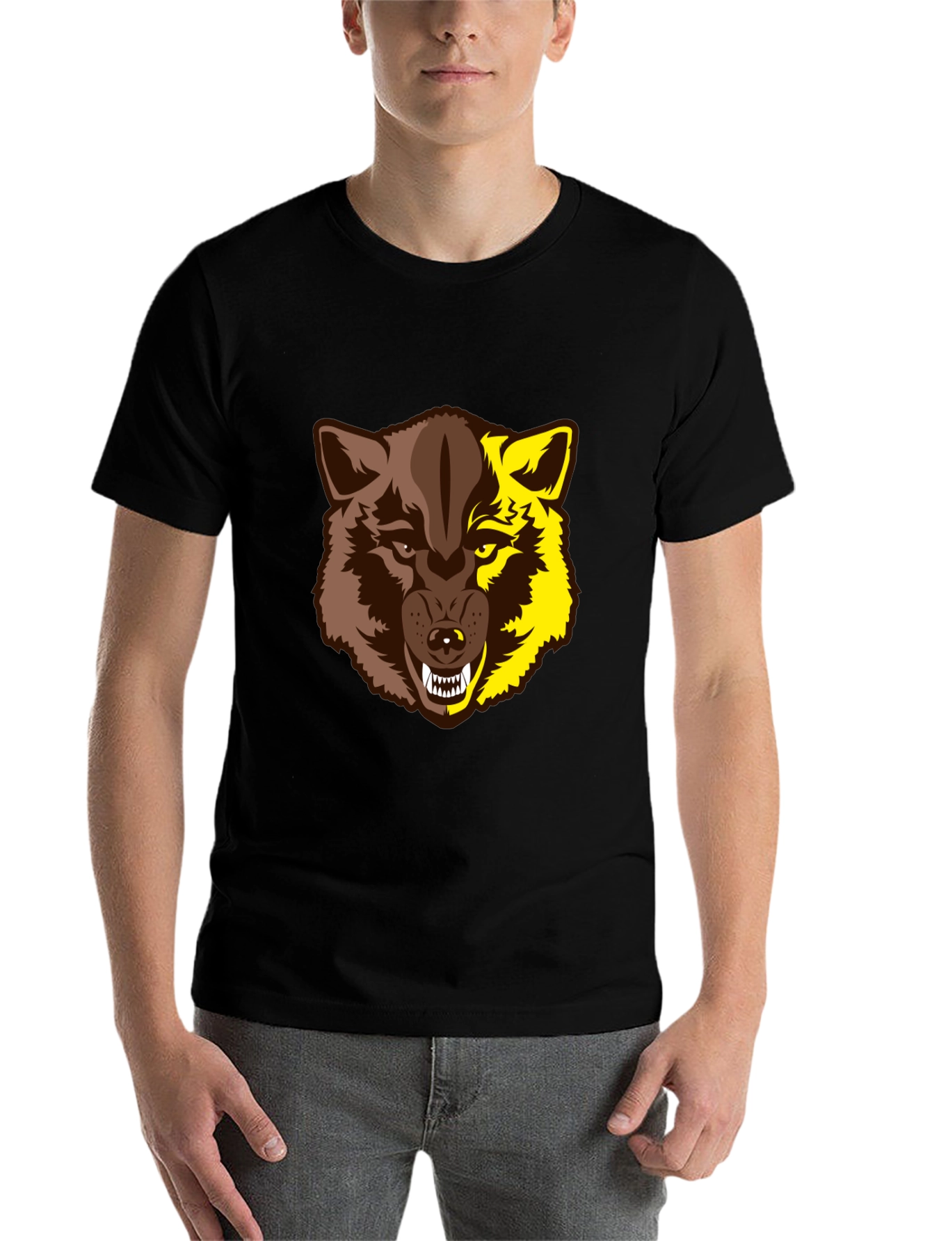 Black Wolf Graphic Tee - Two-Tone Beast Design view 7
