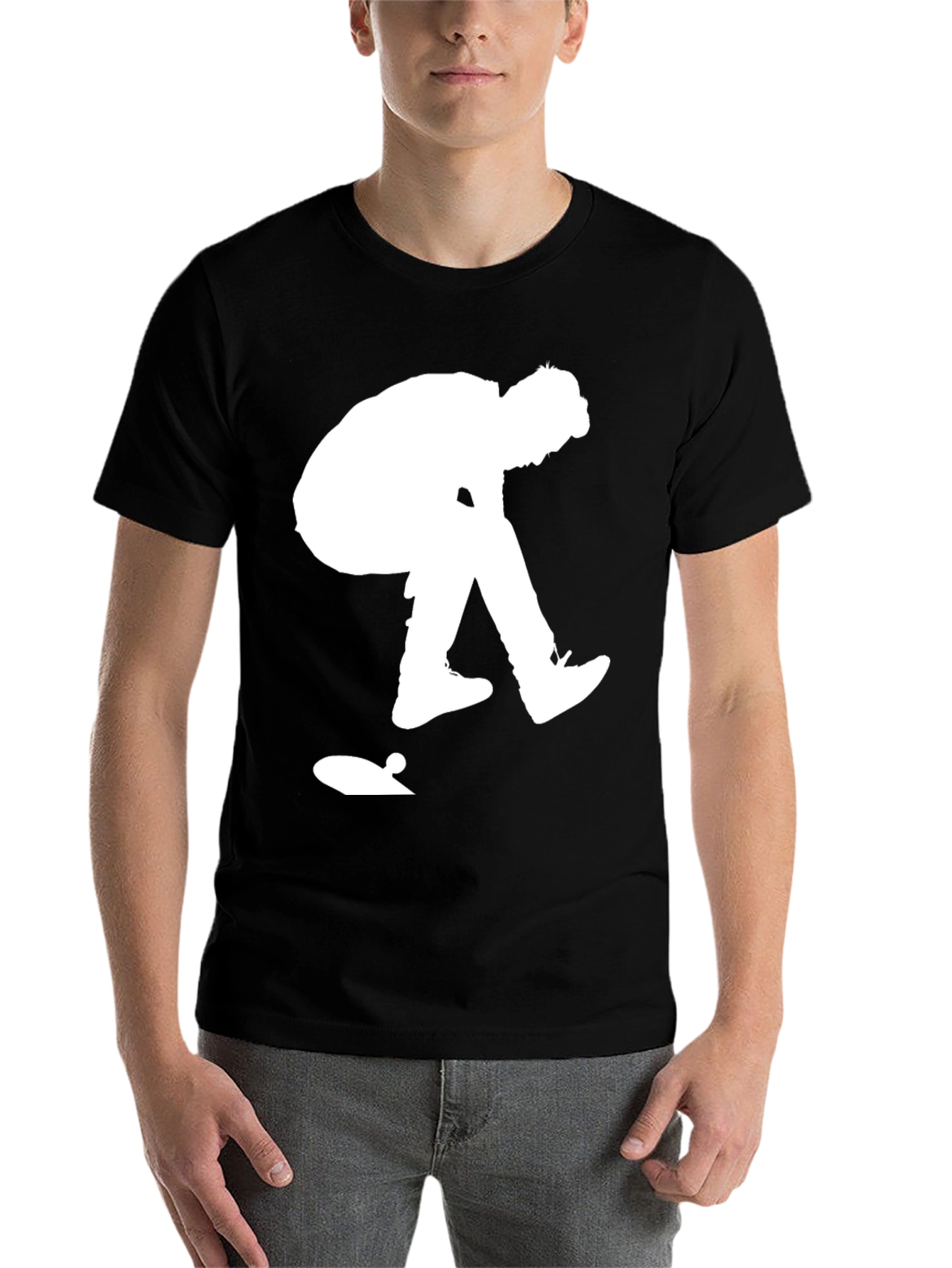 Black Skateboarder Graphic Tee - Black Cotton Casual Shirt view 7