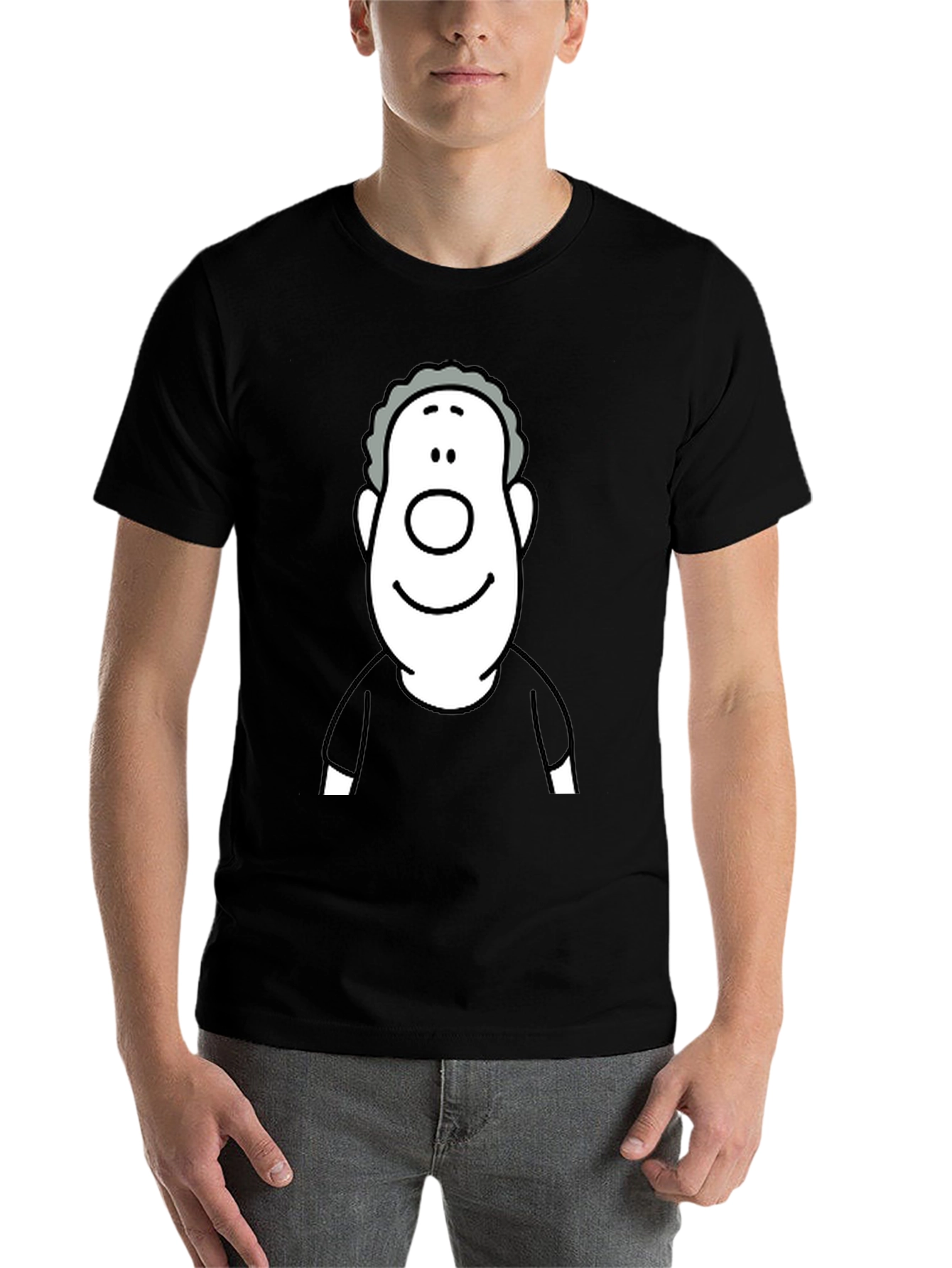 Black Cartoon Face Graphic Black T-Shirt view 7