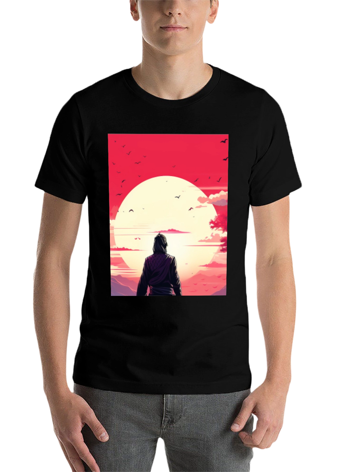 Black Sunset Graphic Tee - Black Casual T-Shirt view 7