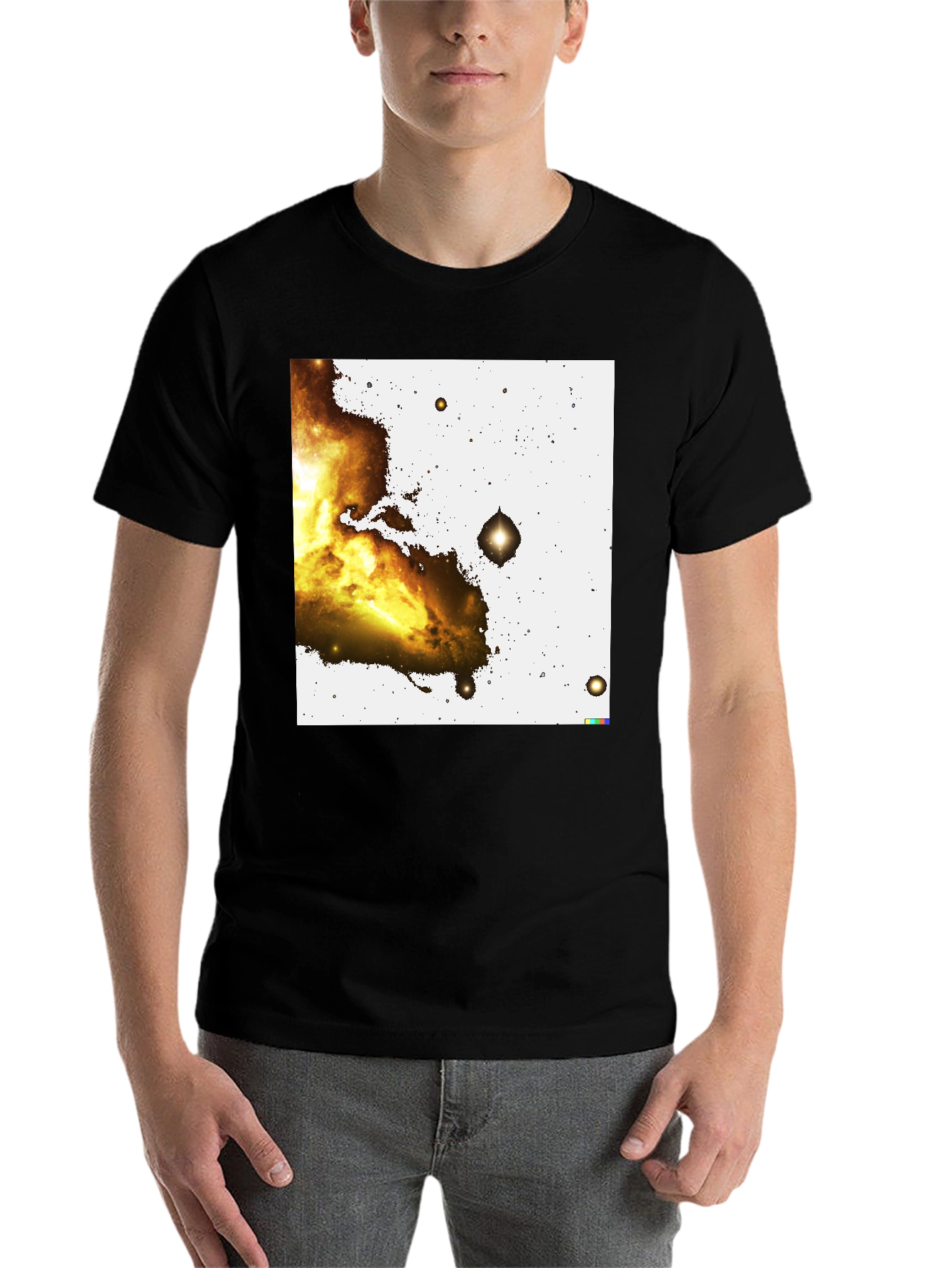 Black Nebula Print Black T-Shirt view 7