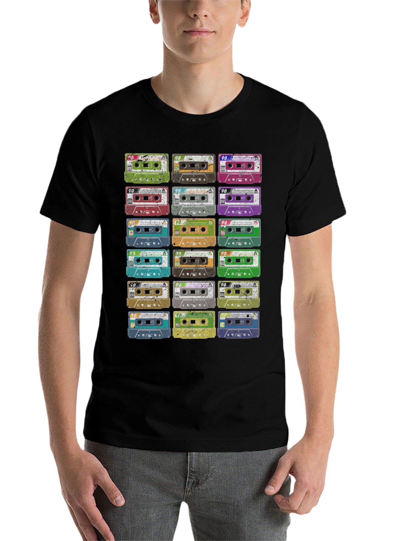 Black Retro Cassette Tape Graphic T-Shirt view 7