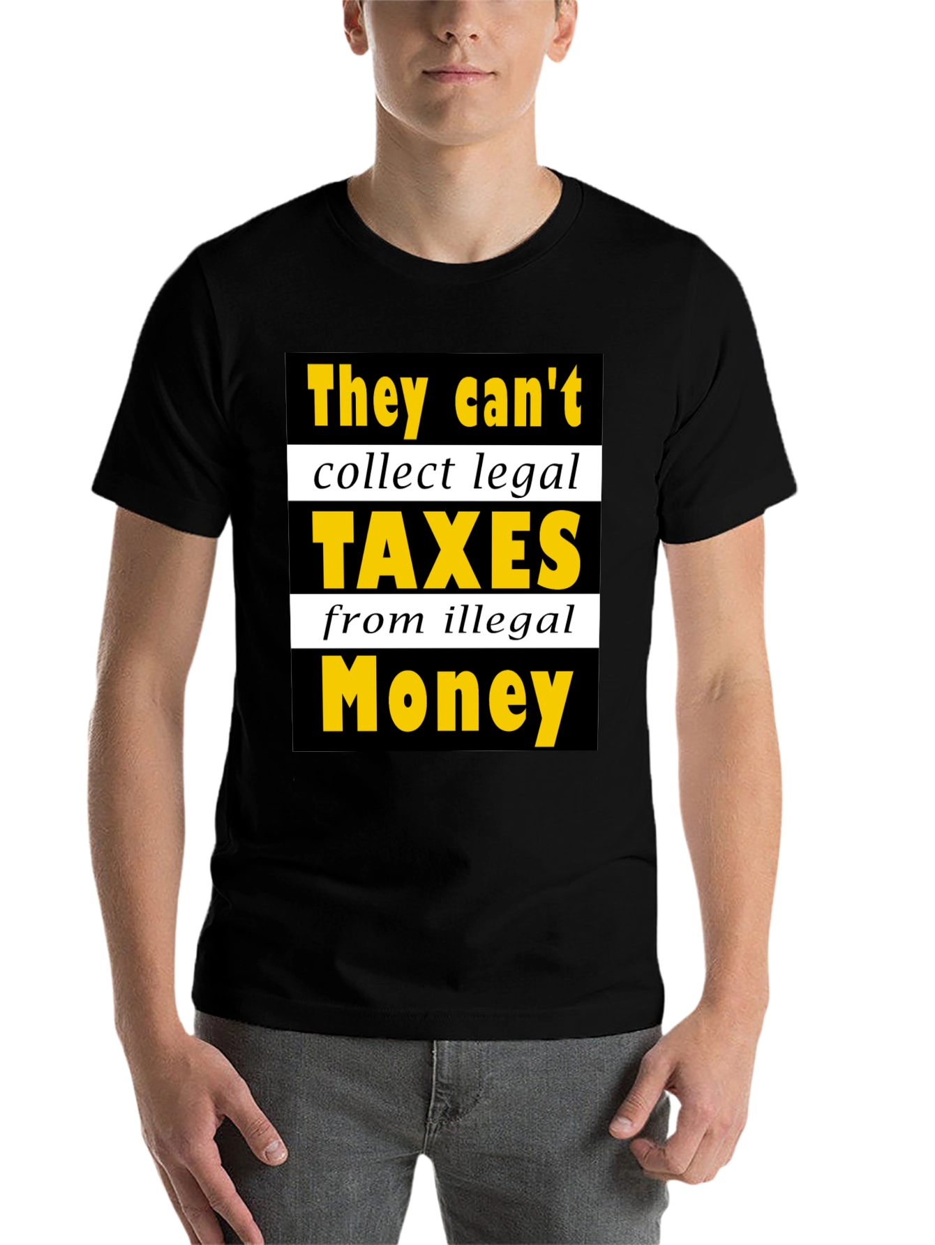 Black Humorous "Taxes from Illegal Money" Graphic Tee view 7