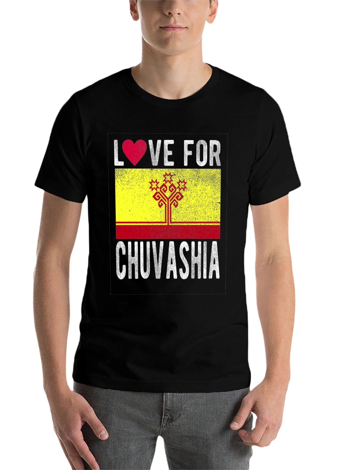 Black Love for Chuvashia T-Shirt - Flag Graphic Tee view 7