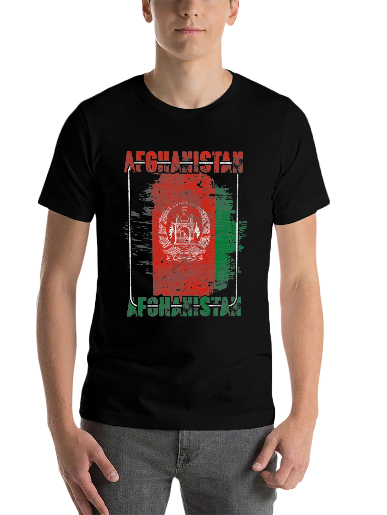 Black Afghanistan Flag Graphic T-Shirt view 7