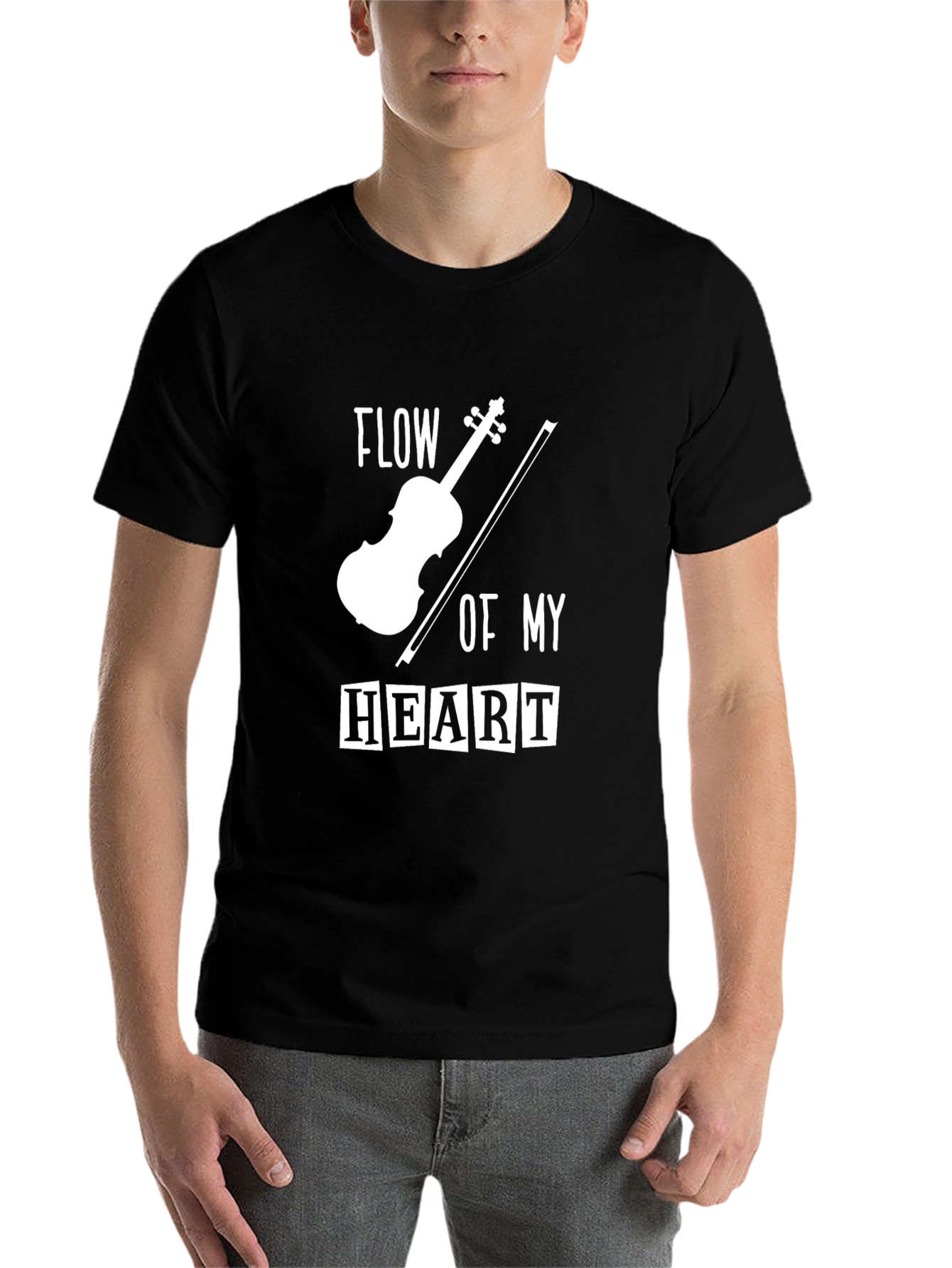 Black Flow of My Heart Violin Graphic Tee - Black view 7