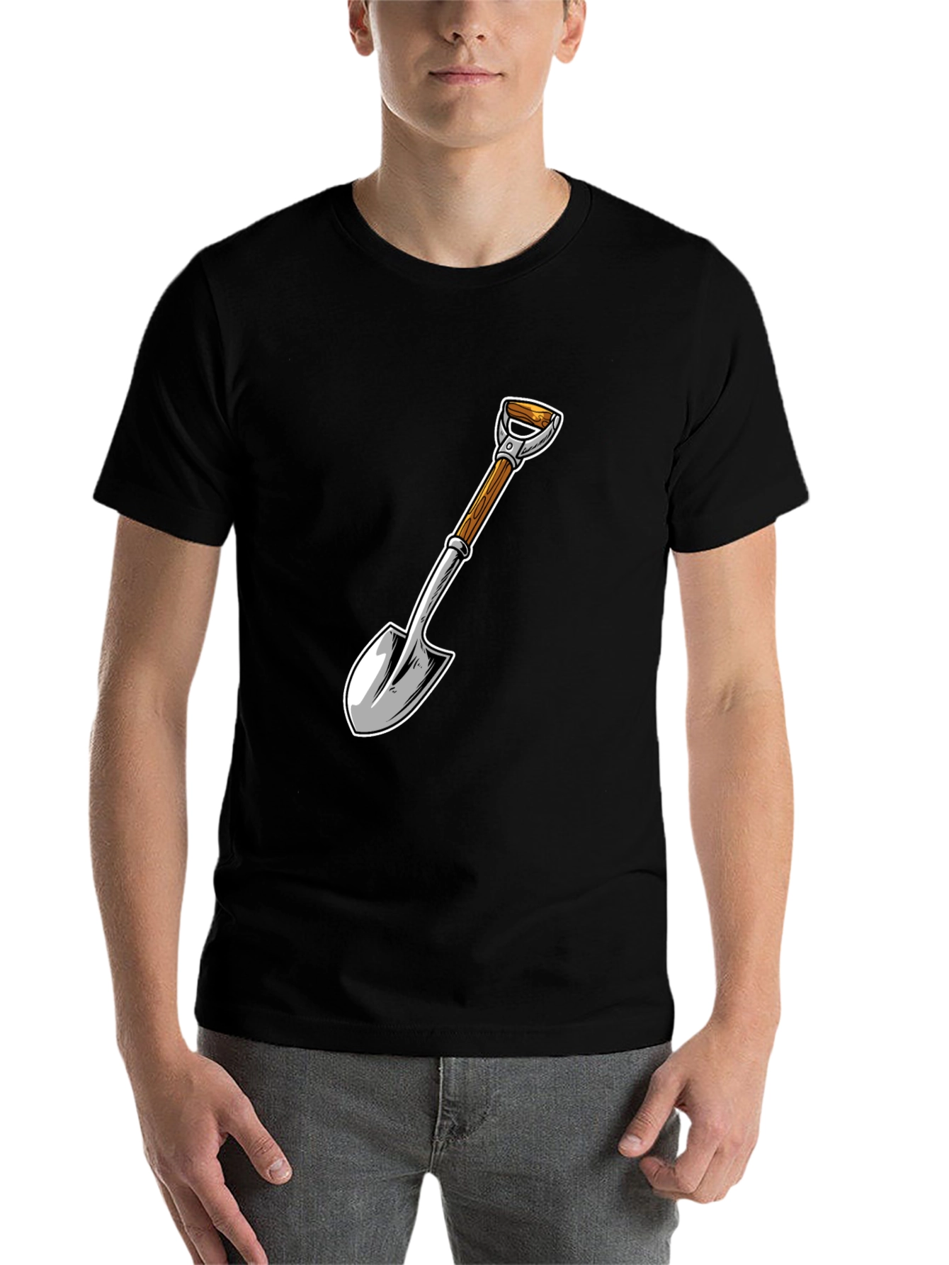 Black Shovel Graphic T-Shirt - Black Cotton Blend view 7