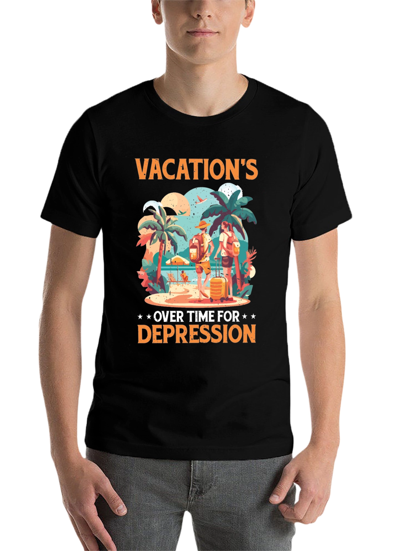 Black Vacation's Over Funny T-Shirt view 7