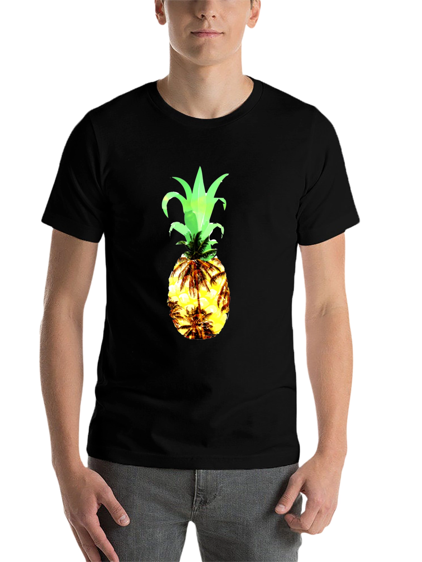 Black Tropical Pineapple Graphic Tee view 7