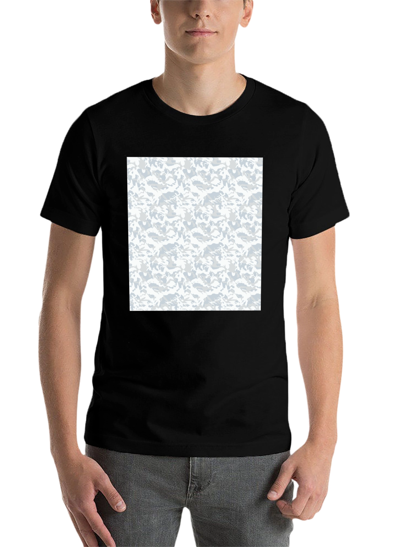 Black Urban Camo Print Black T-Shirt view 7