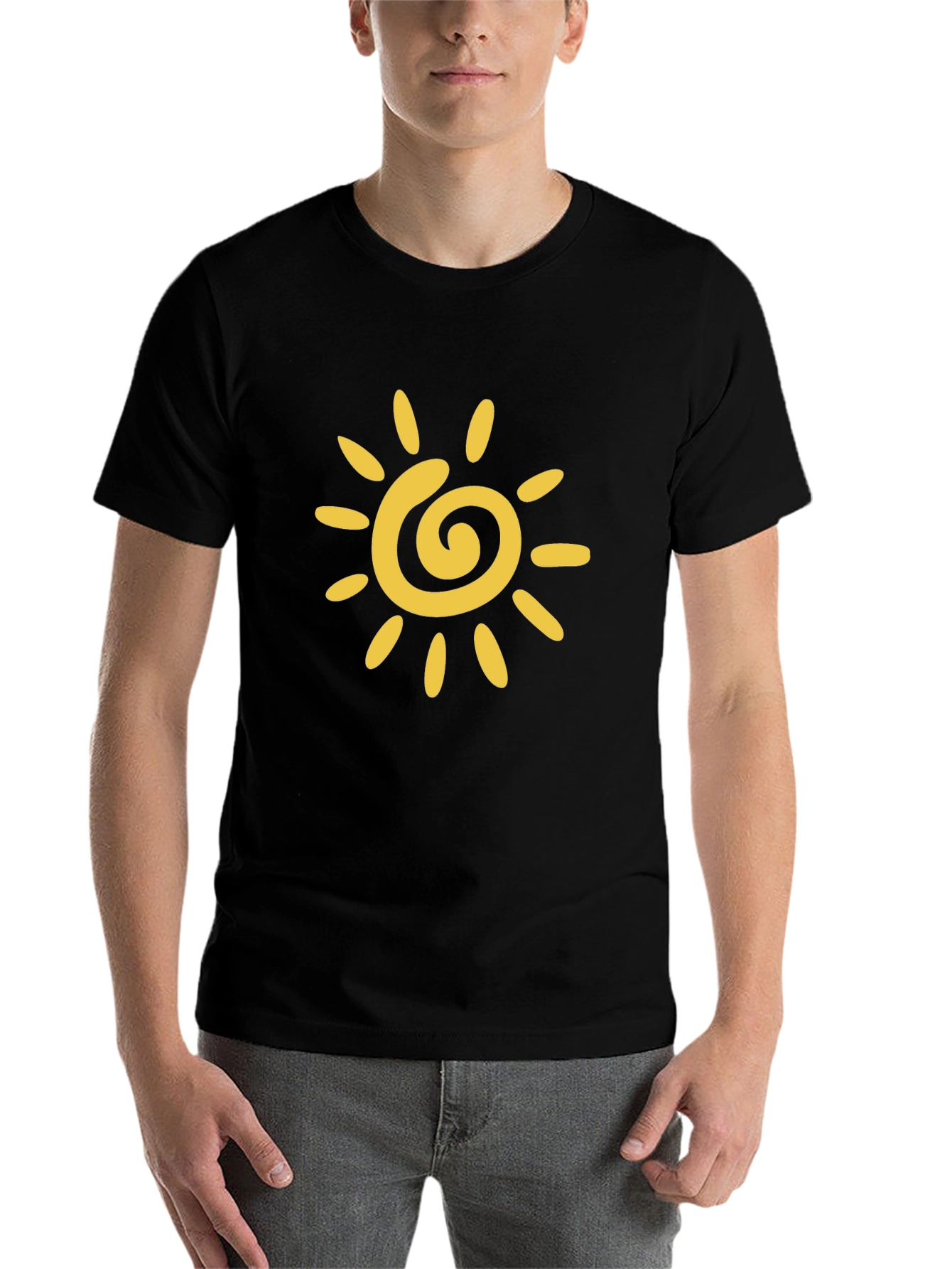 Black Black T-Shirt with Yellow Sun Graphic view 7