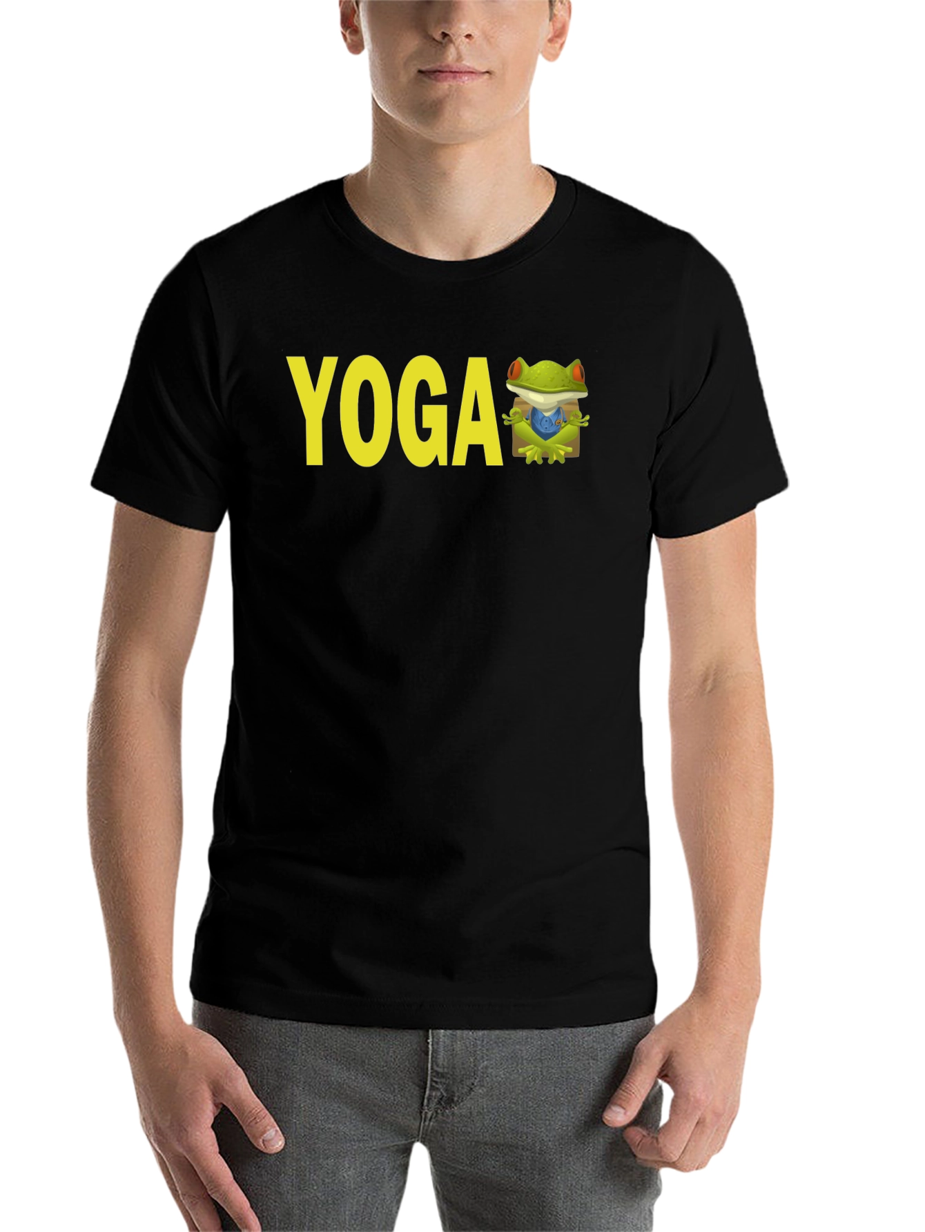 Black Yoga Frog Black T-Shirt view 7